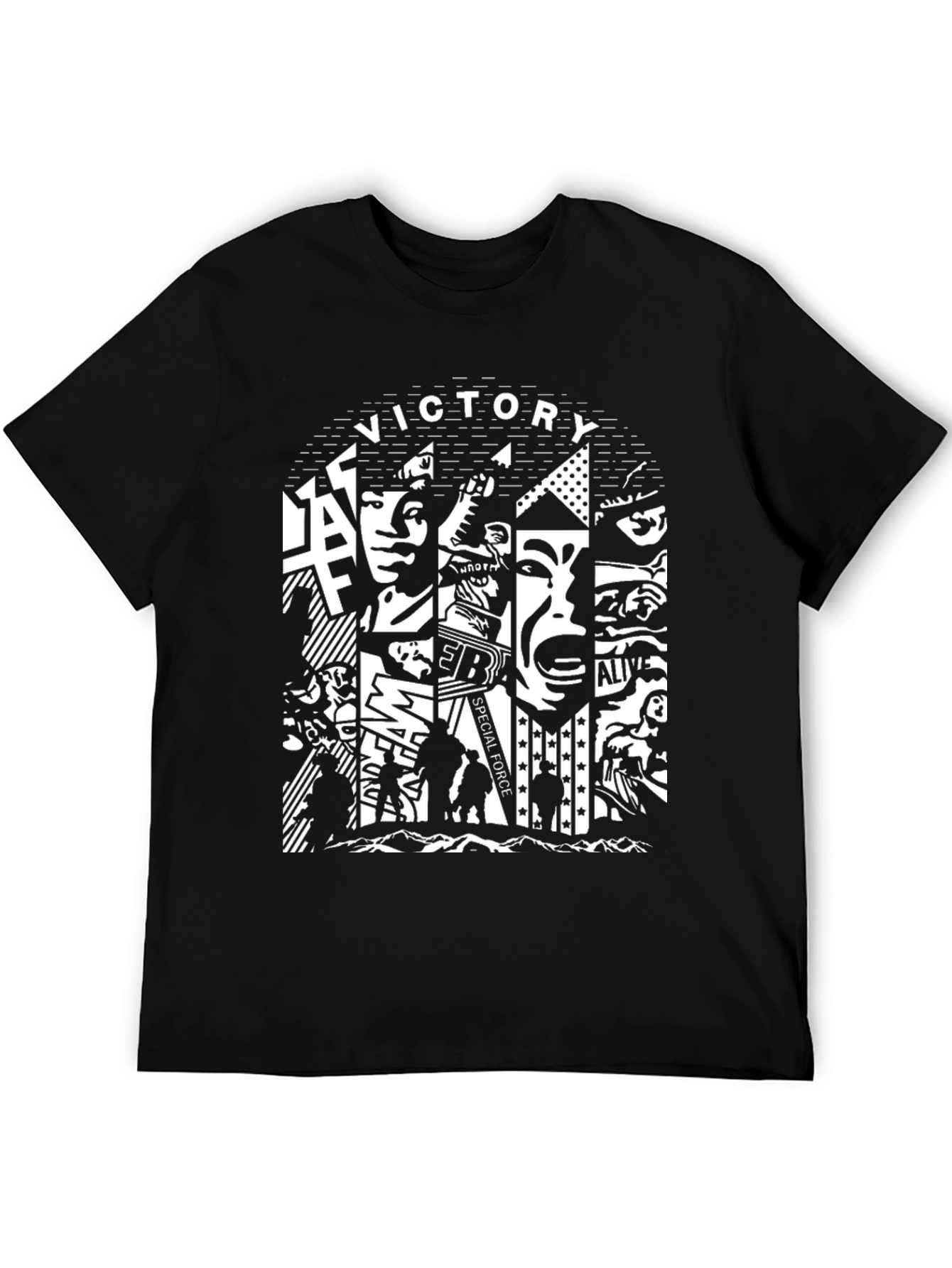 Black Victory Special Force Graphic Print T-Shirt view 5