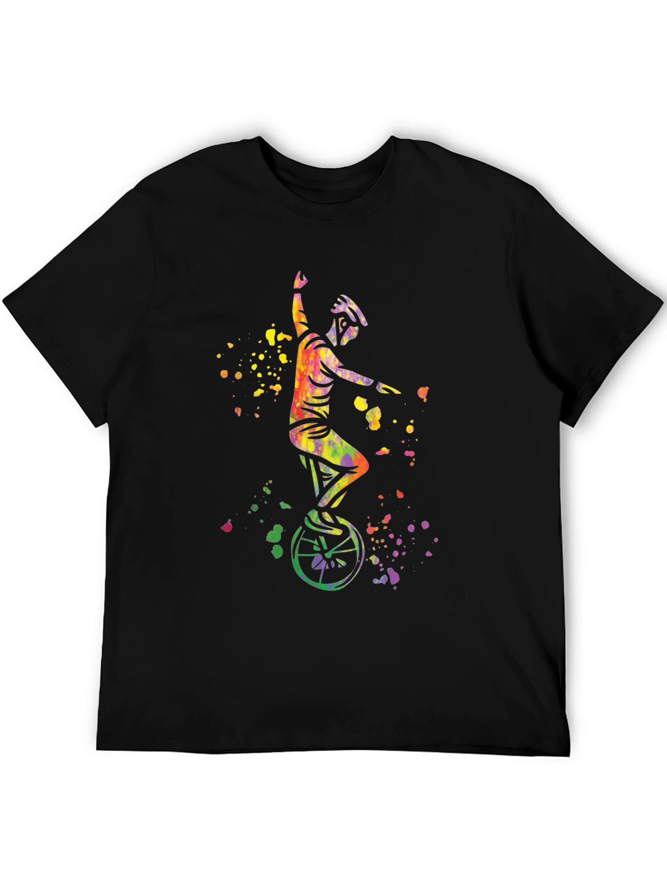 Black Unicyclist Watercolor Graphic T-Shirt view 5