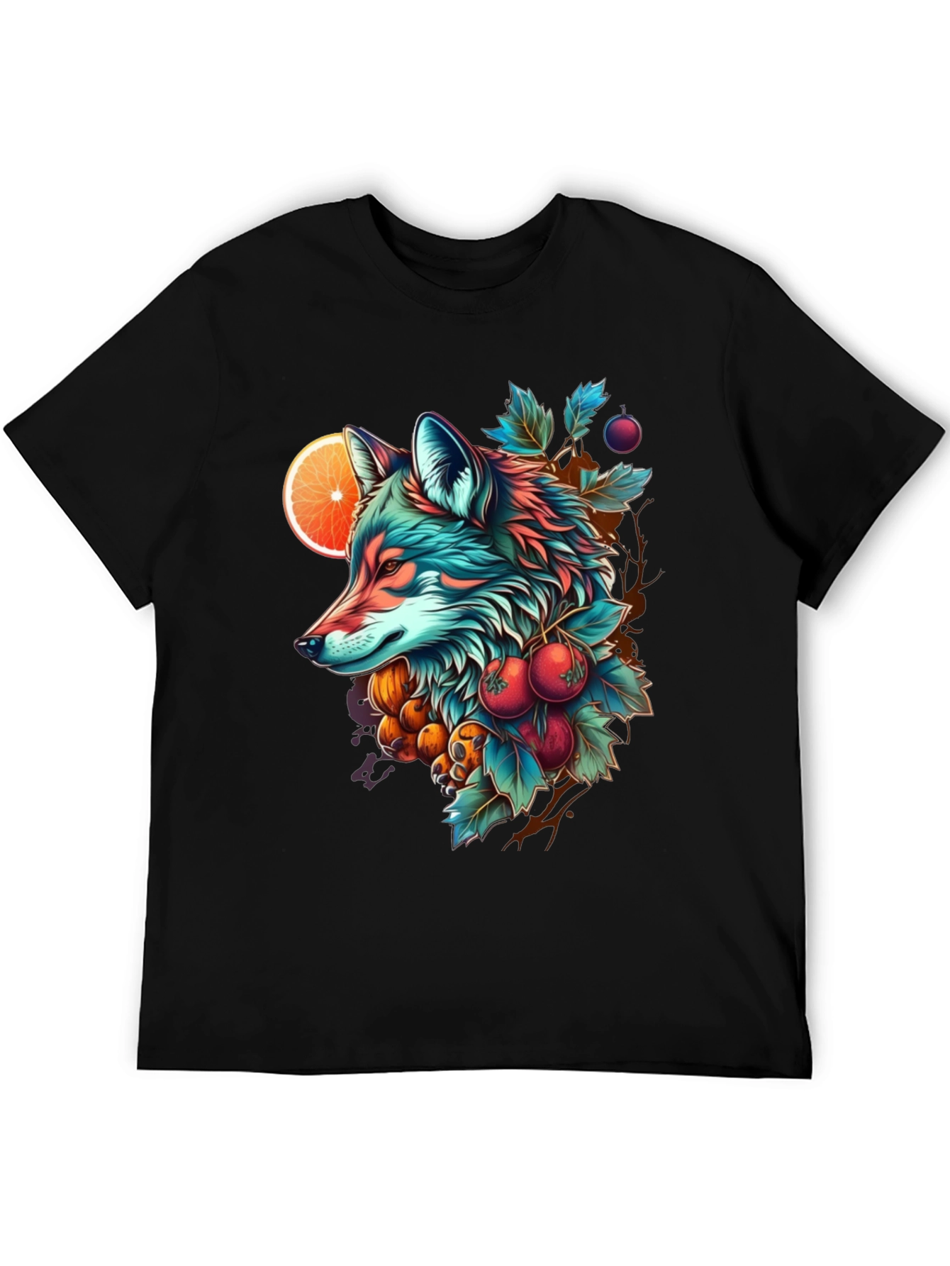 Black Vibrant Fox Graphic Tee - Unique Art Design view 5