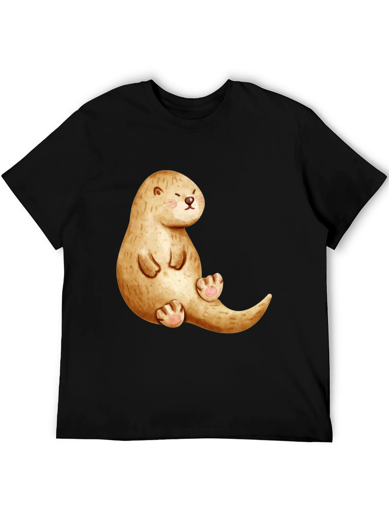 Black Cute Otter Graphic Tee - Unisex Casual Shirt view 5
