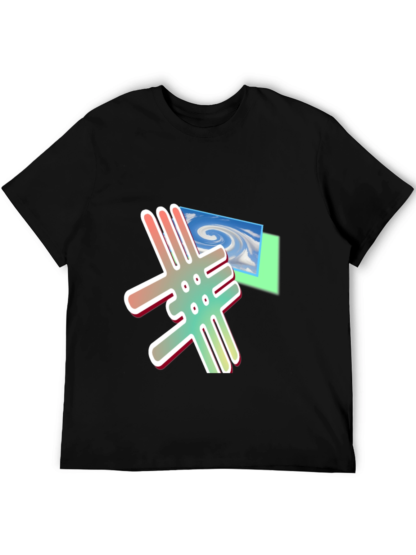Black Abstract Graphic Print Black T-Shirt view 5