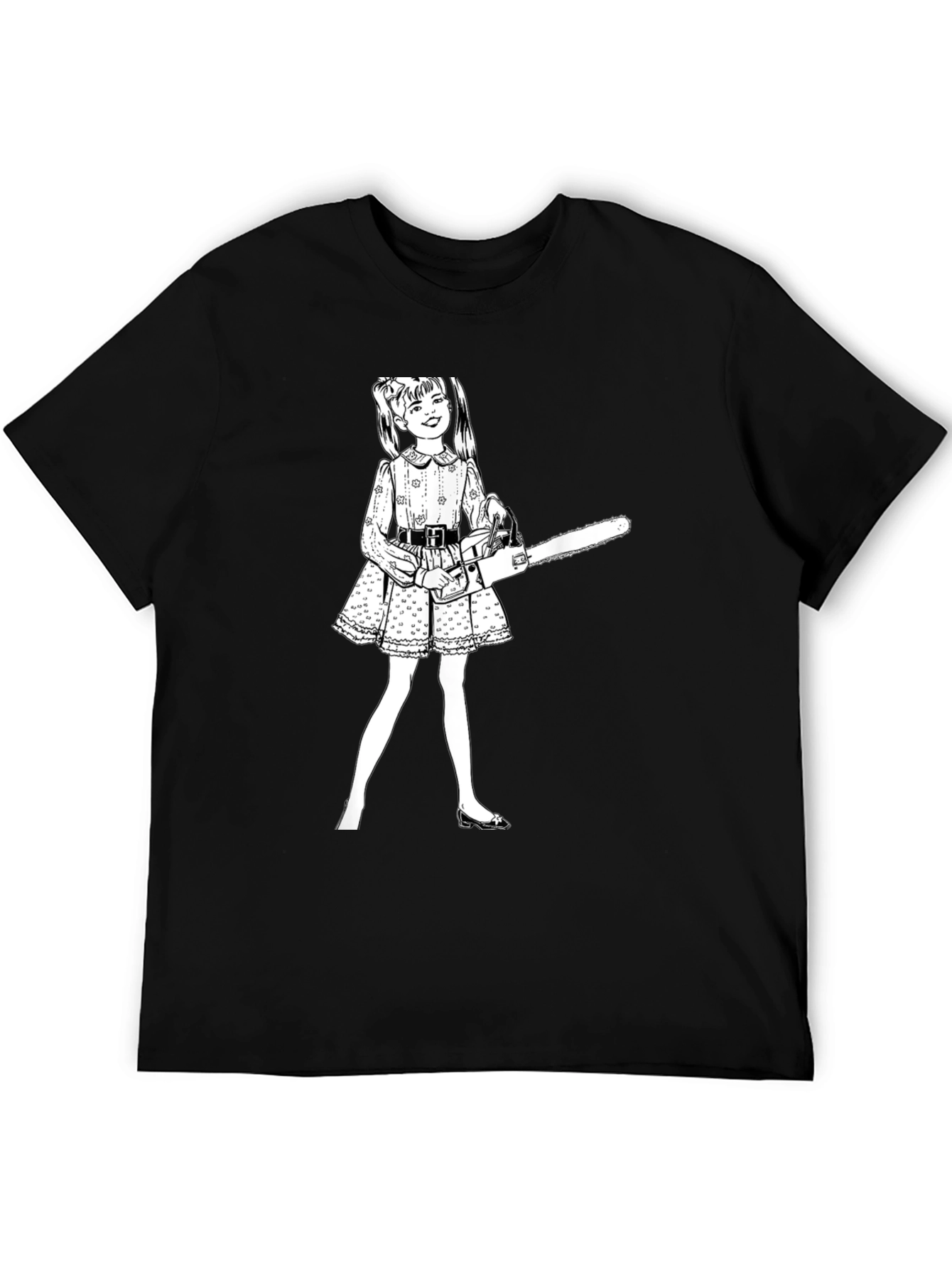 Black Chainsaw Girl Graphic Tee - Edgy Humor view 5