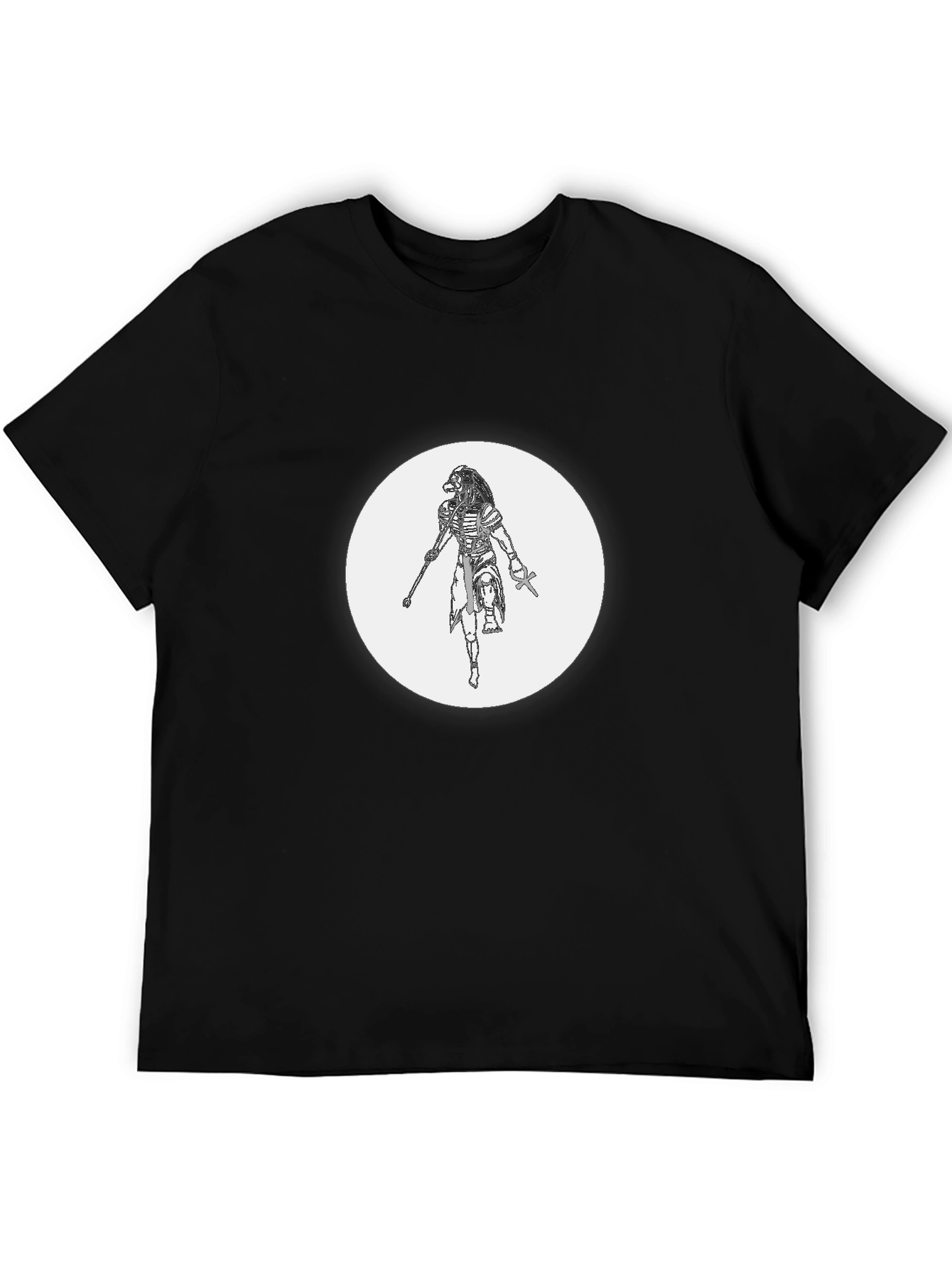Black Men's Black Graphic T-Shirt - Egyptian God Design view 5