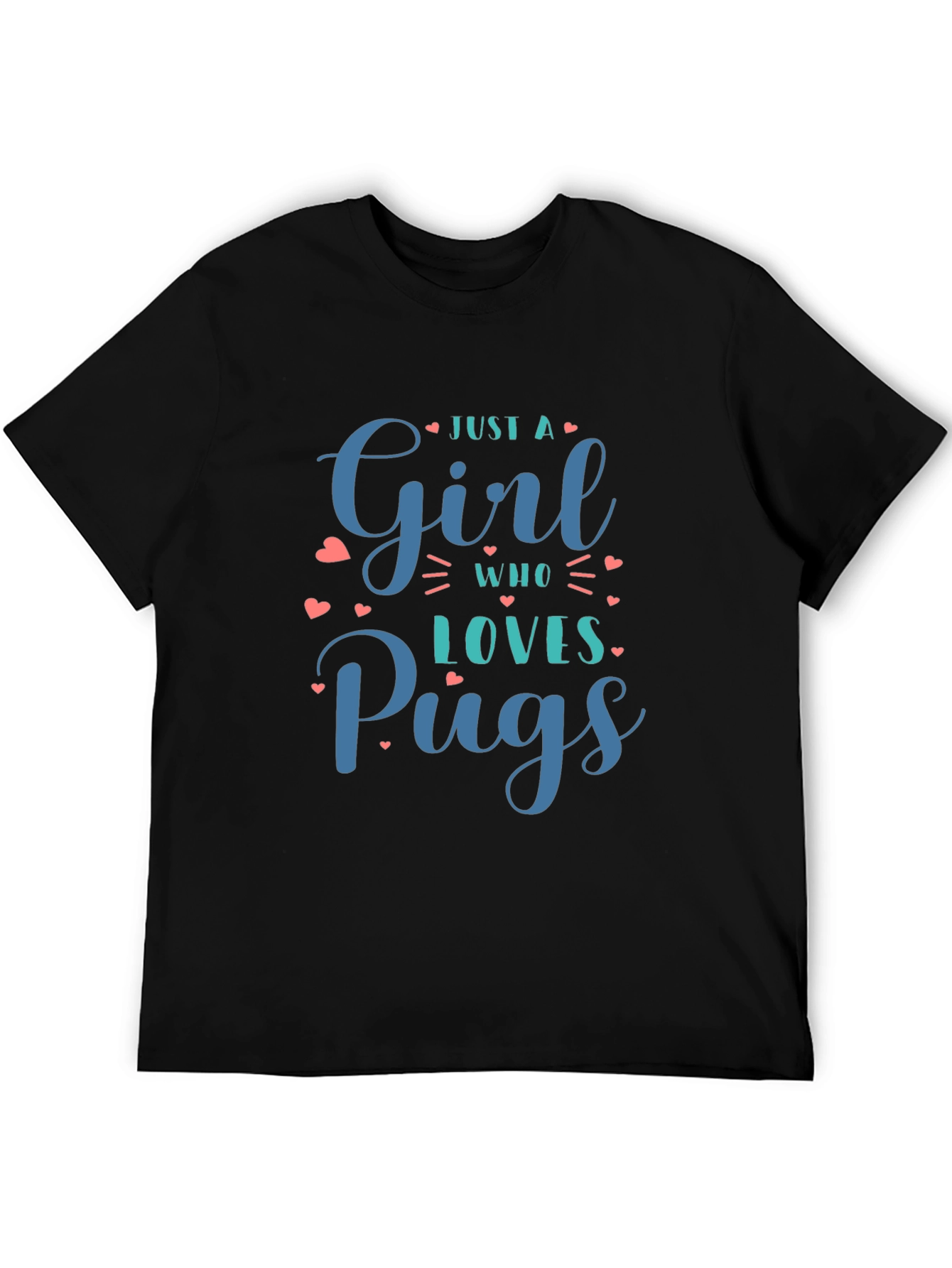 Black Just A Girl Who Loves Pugs Black T-Shirt view 5