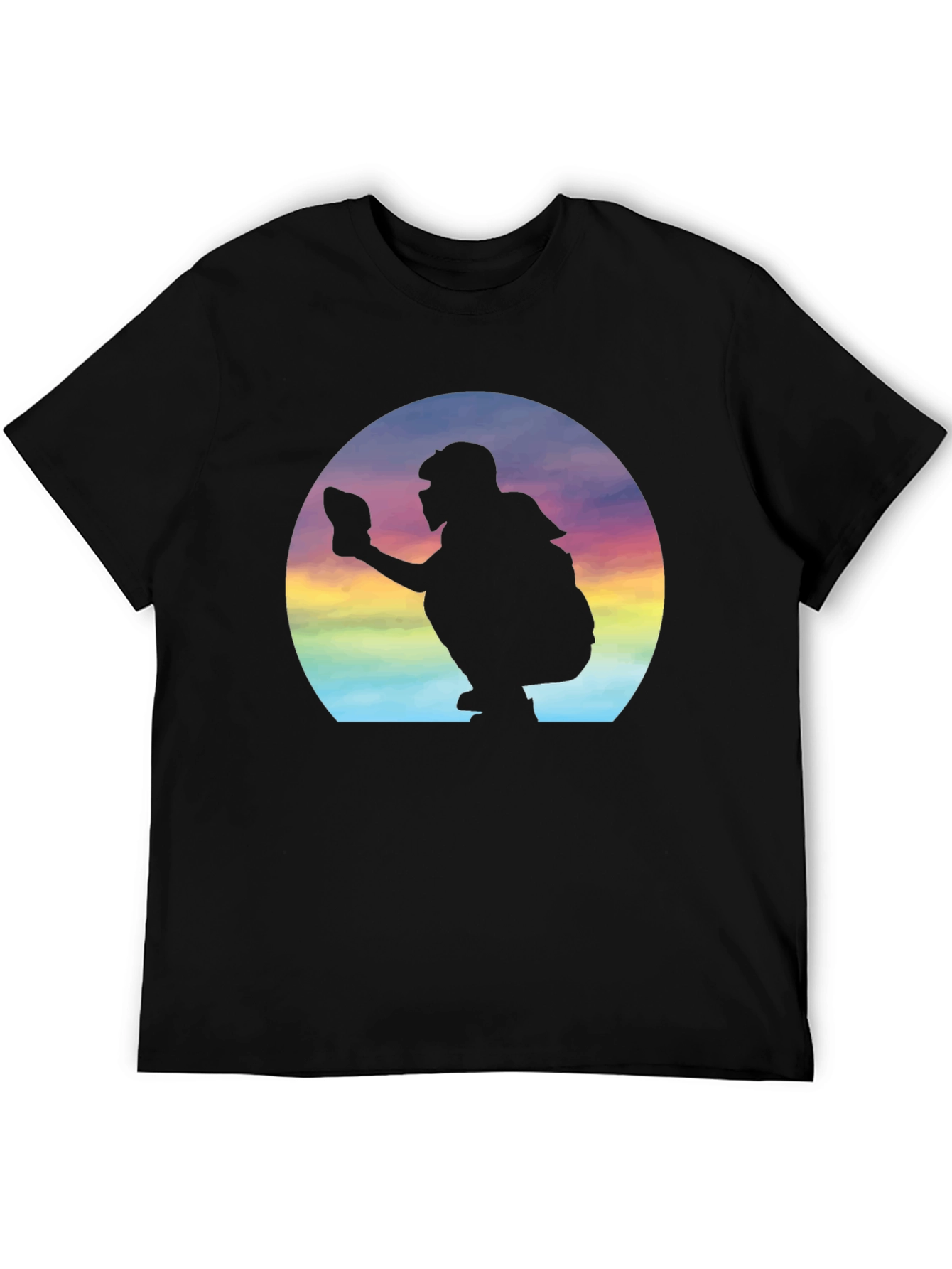 Black Baseball Catcher Silhouette Graphic Tee view 5