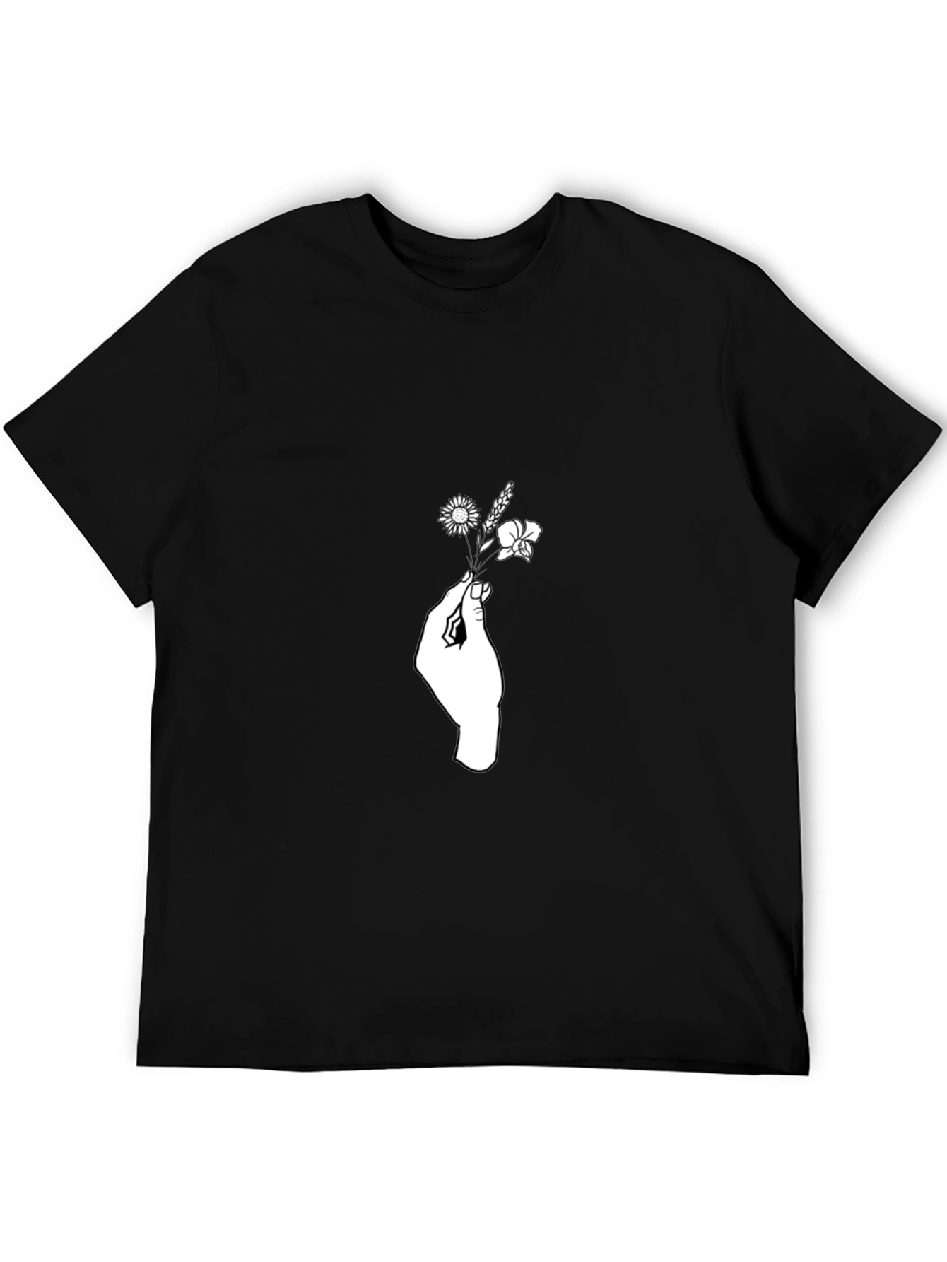 Black Floral Hand Graphic Tee - Soft Cotton Blend view 5