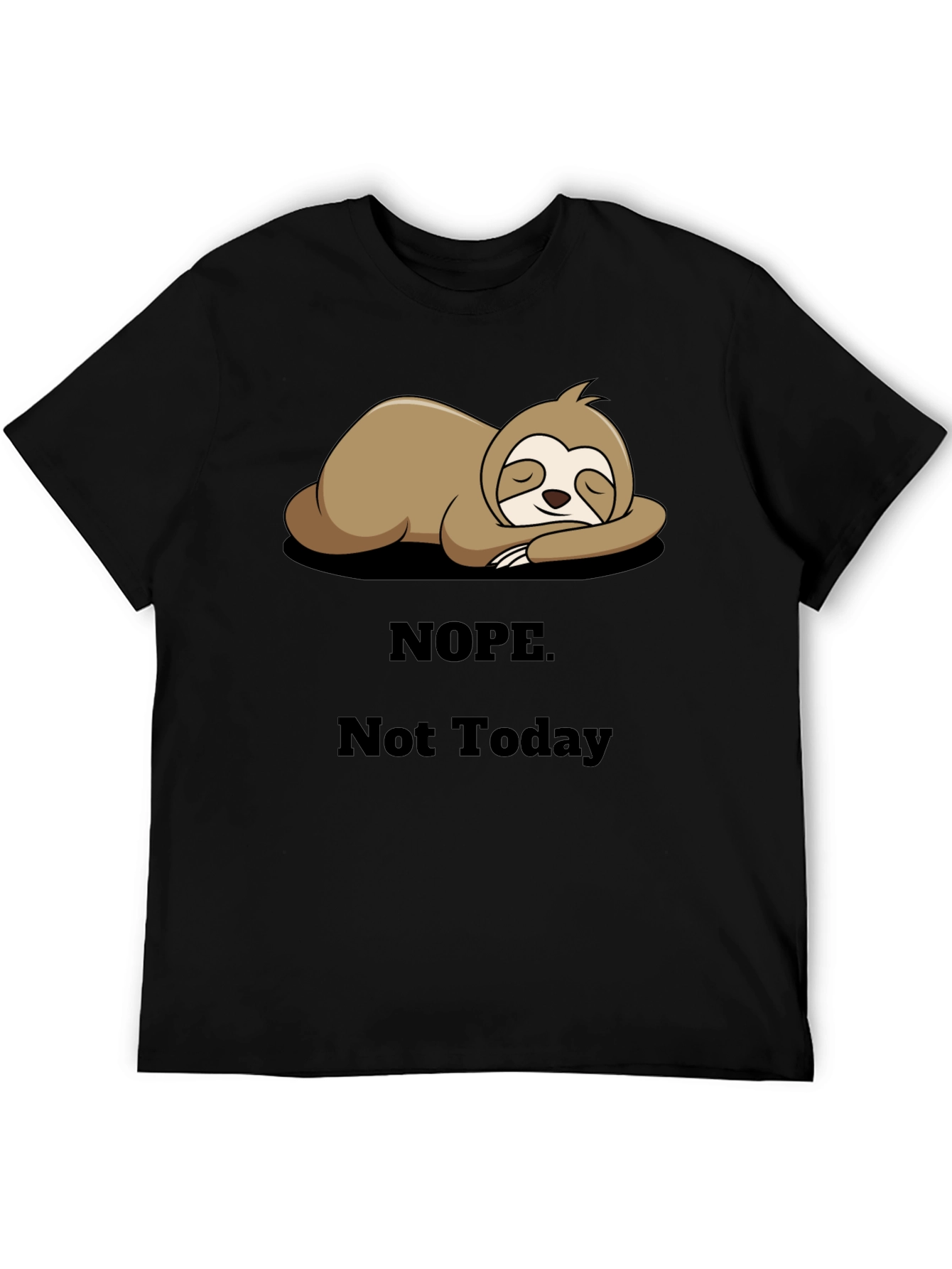 Black Nope Not Today Sloth Graphic Black T-Shirt view 5
