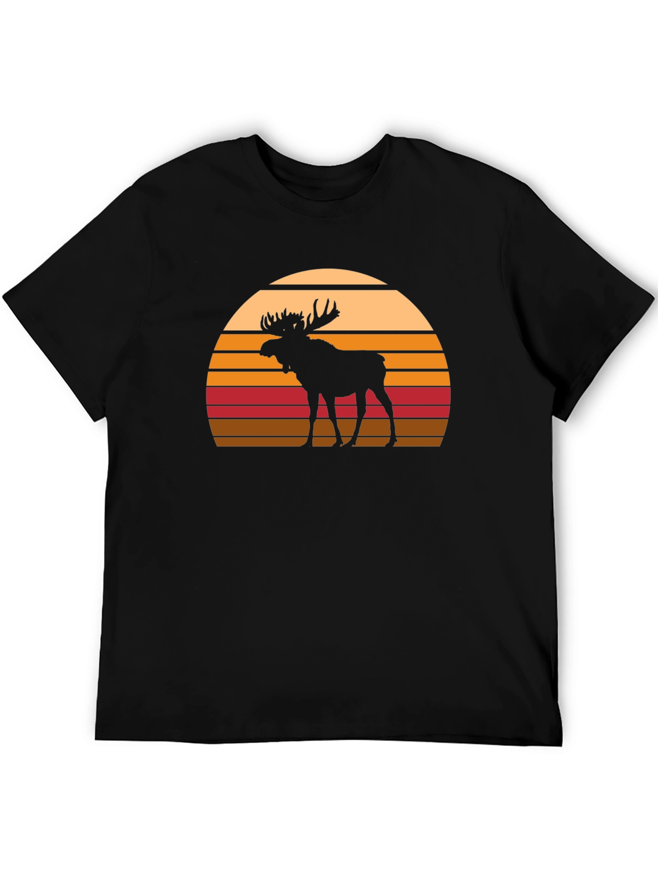 Black Moose Silhouette Sunset Graphic T-Shirt view 5
