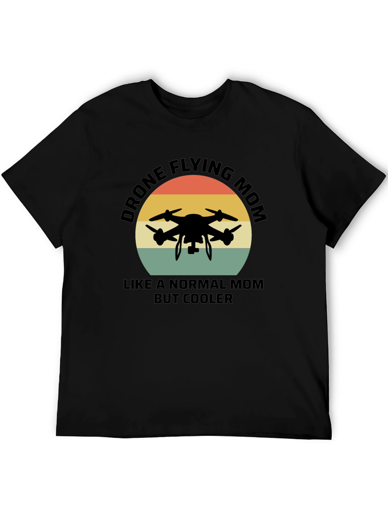 Black Drone Flying Mom T-Shirt - Cool Retro Style view 5