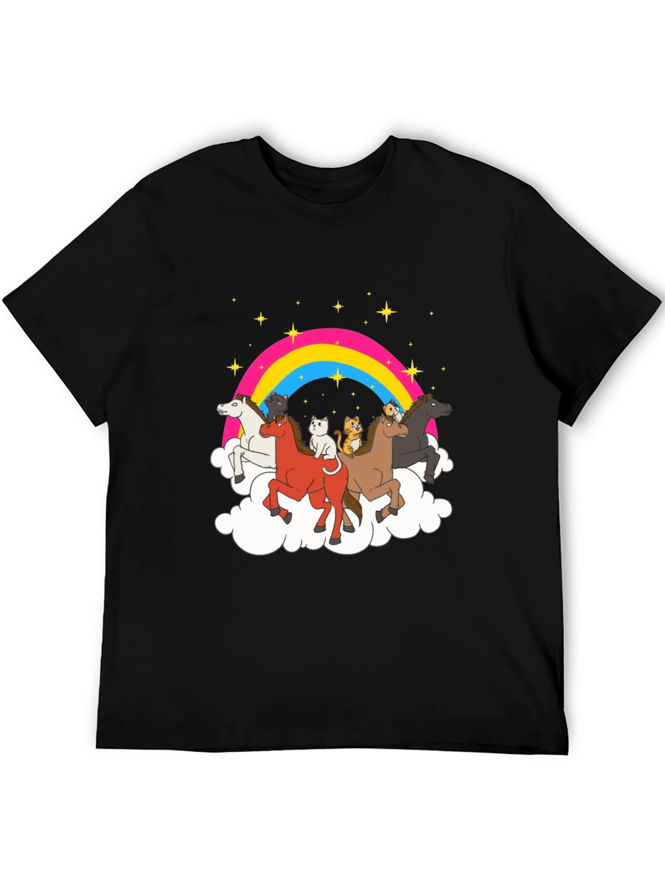Black Rainbow Horse & Cat Tee view 5