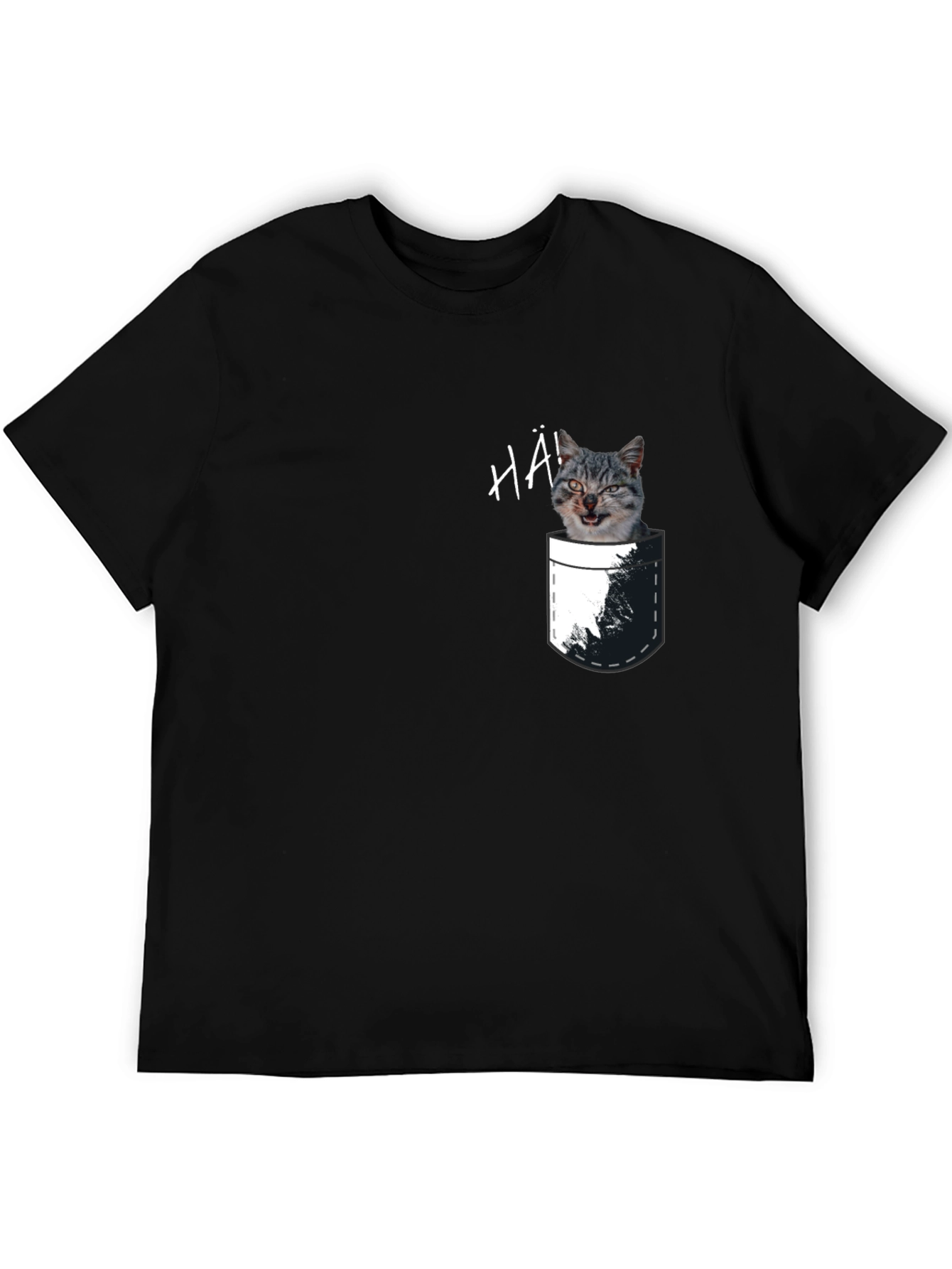 Black Cat Pocket T-Shirt - Funny Graphic Tee view 5