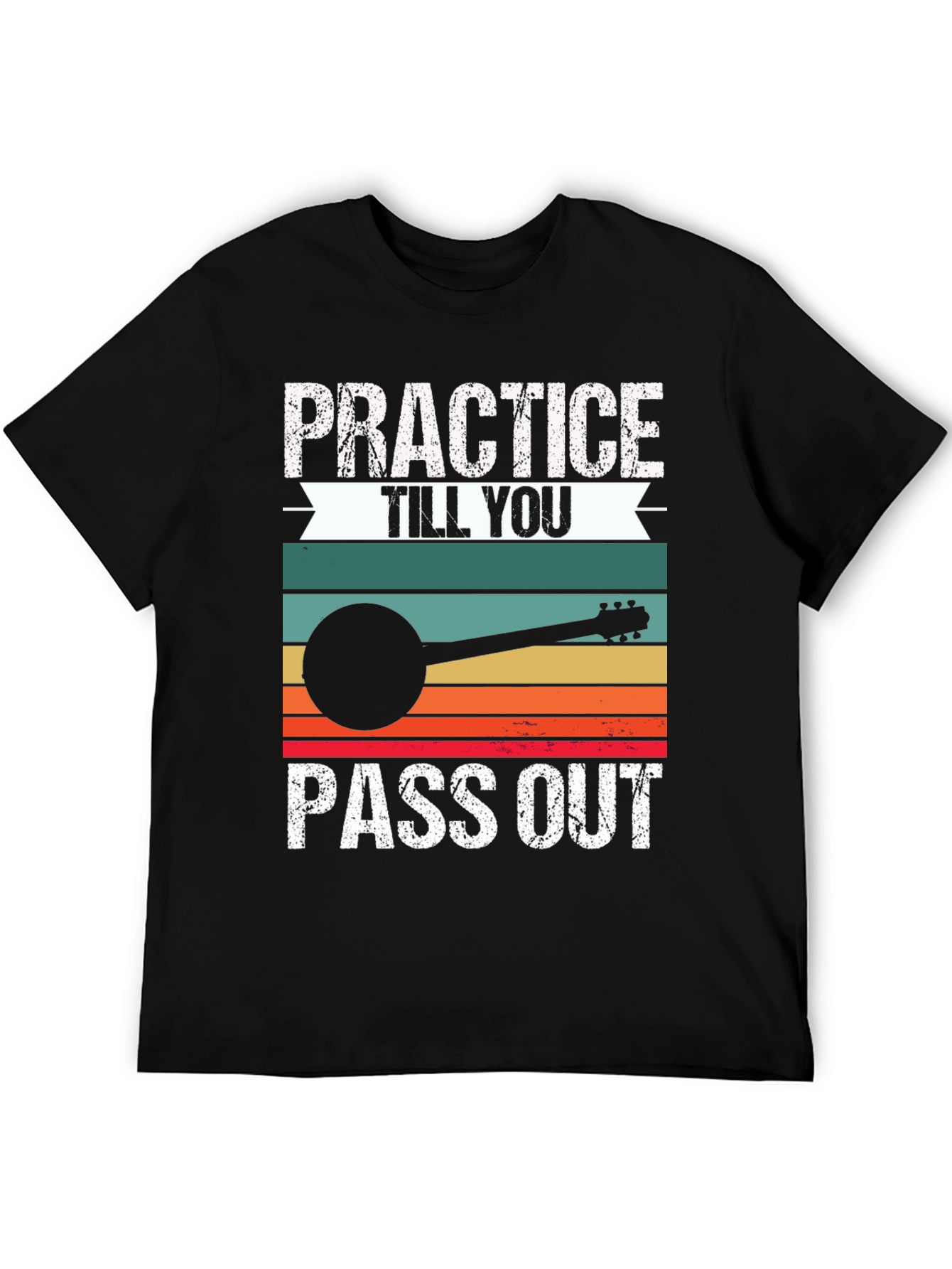 Black Practice Till You Pass Out Banjo T-Shirt view 5