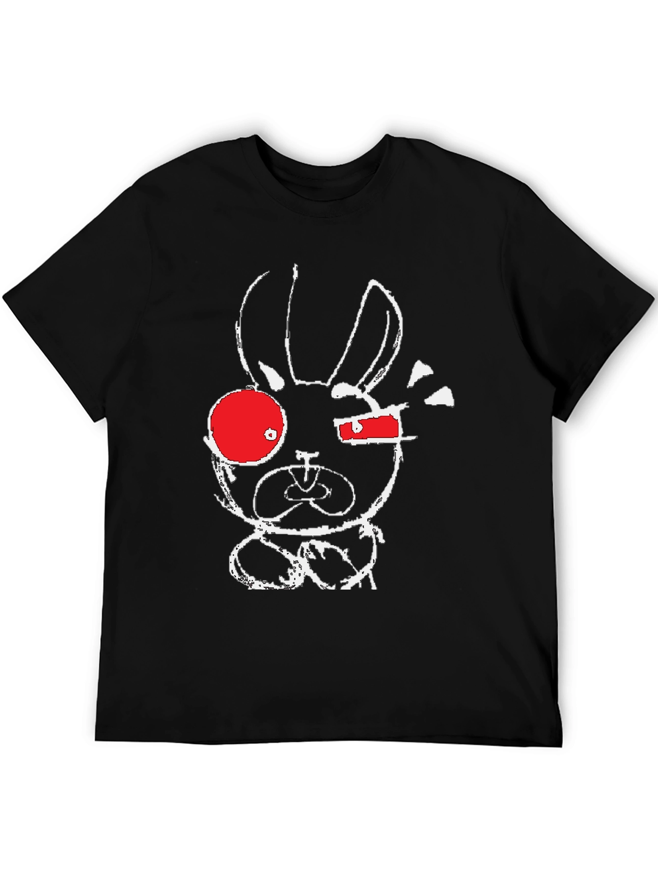 Black Abstract Bunny Graphic T-Shirt view 5