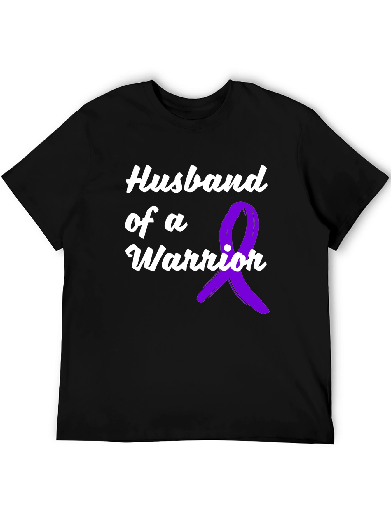 Black Husband of a Warrior Black T-Shirt Awareness Purple Ribbon view 5