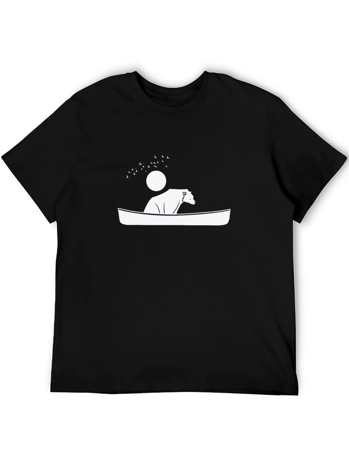 Black Bear in Canoe Graphic Tee - Black Cotton T-Shirt view 5