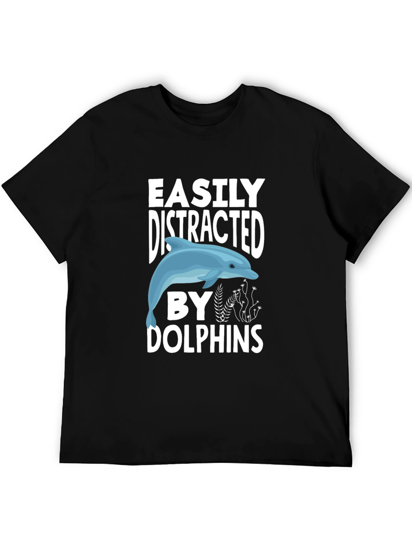 Black Easily Distracted by Dolphins Graphic Tee view 5