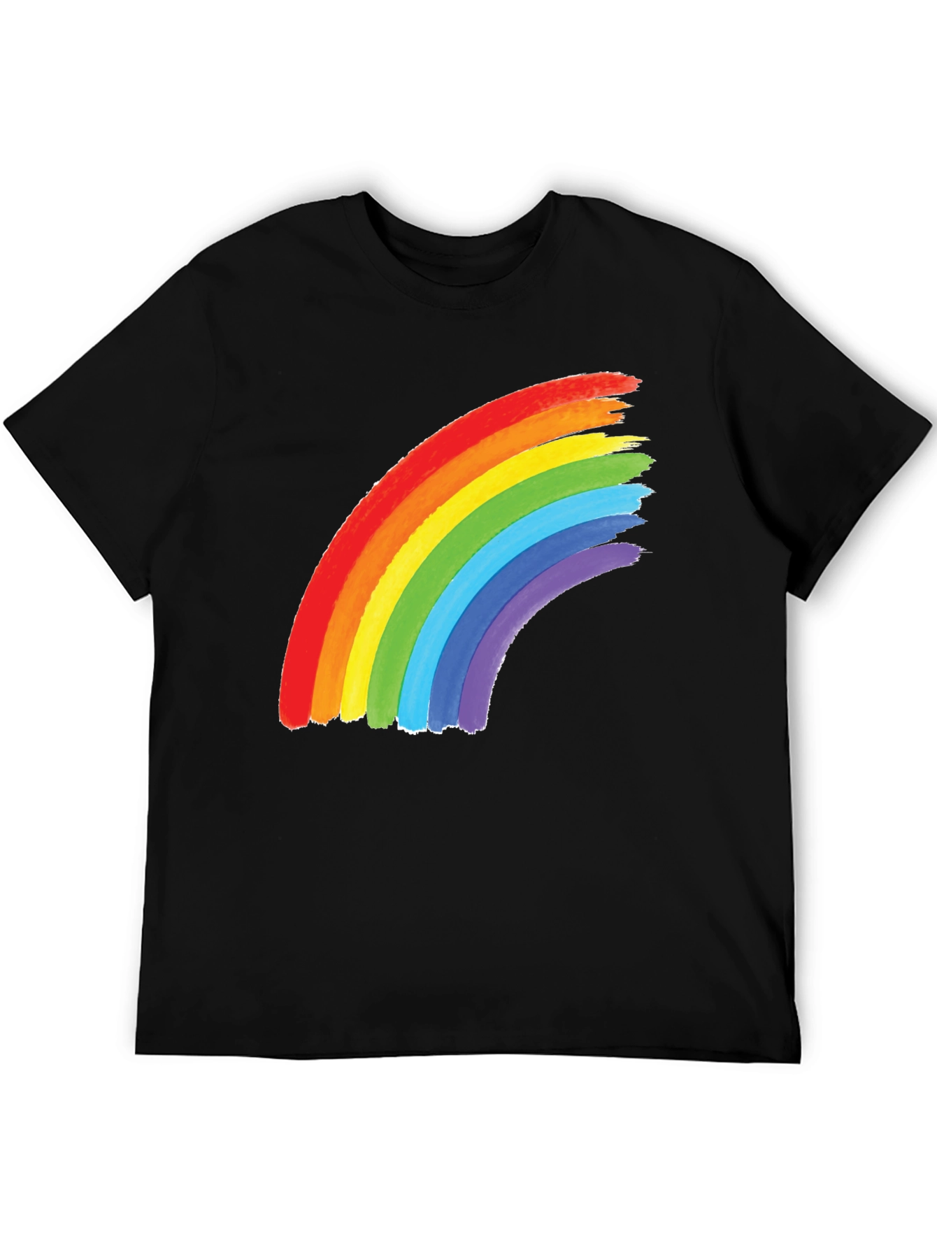 Black Rainbow Graphic Tee - Black Cotton Blend Shirt view 5