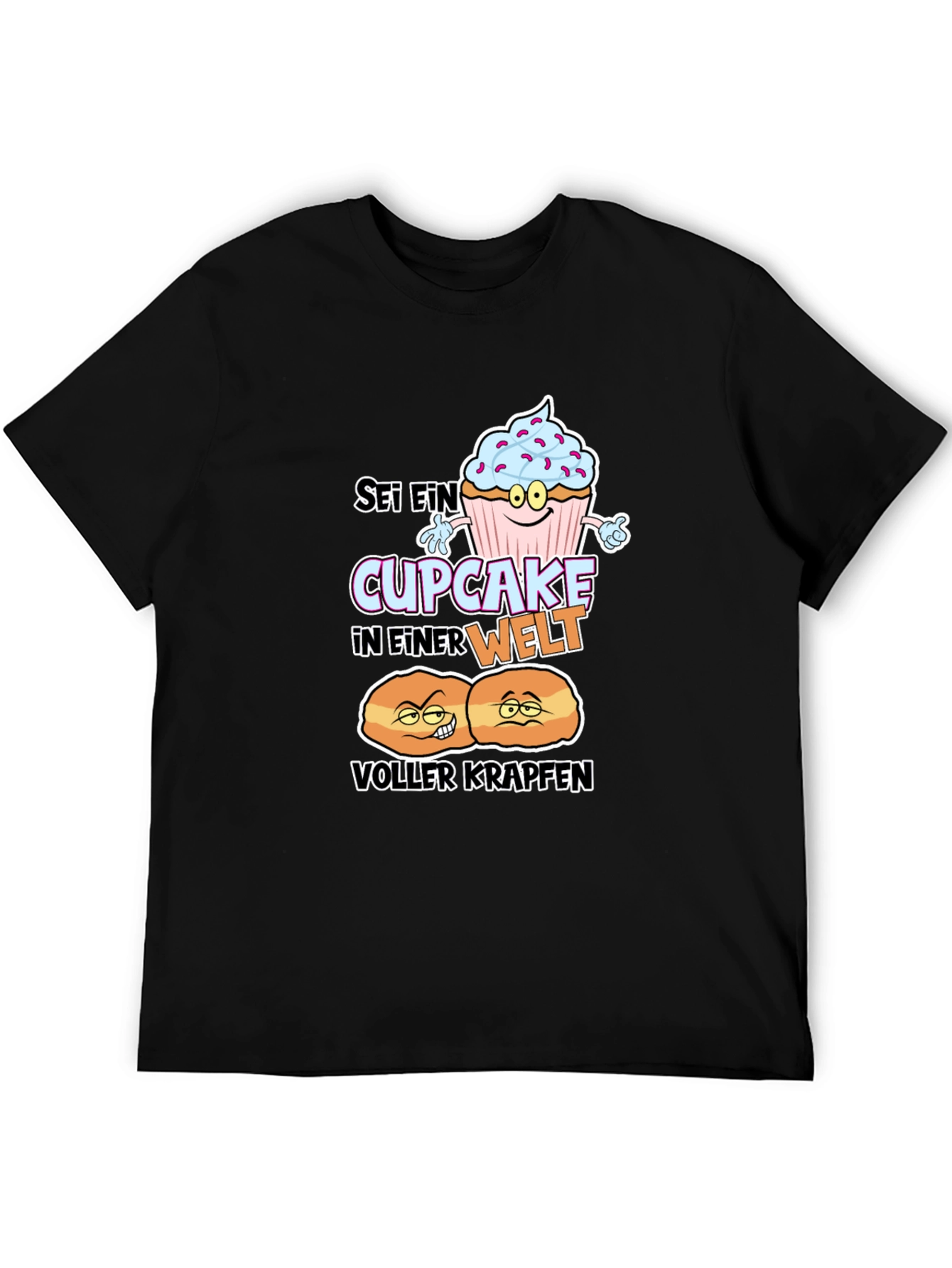 Black Cupcake vs Krapfen Graphic T-Shirt view 5