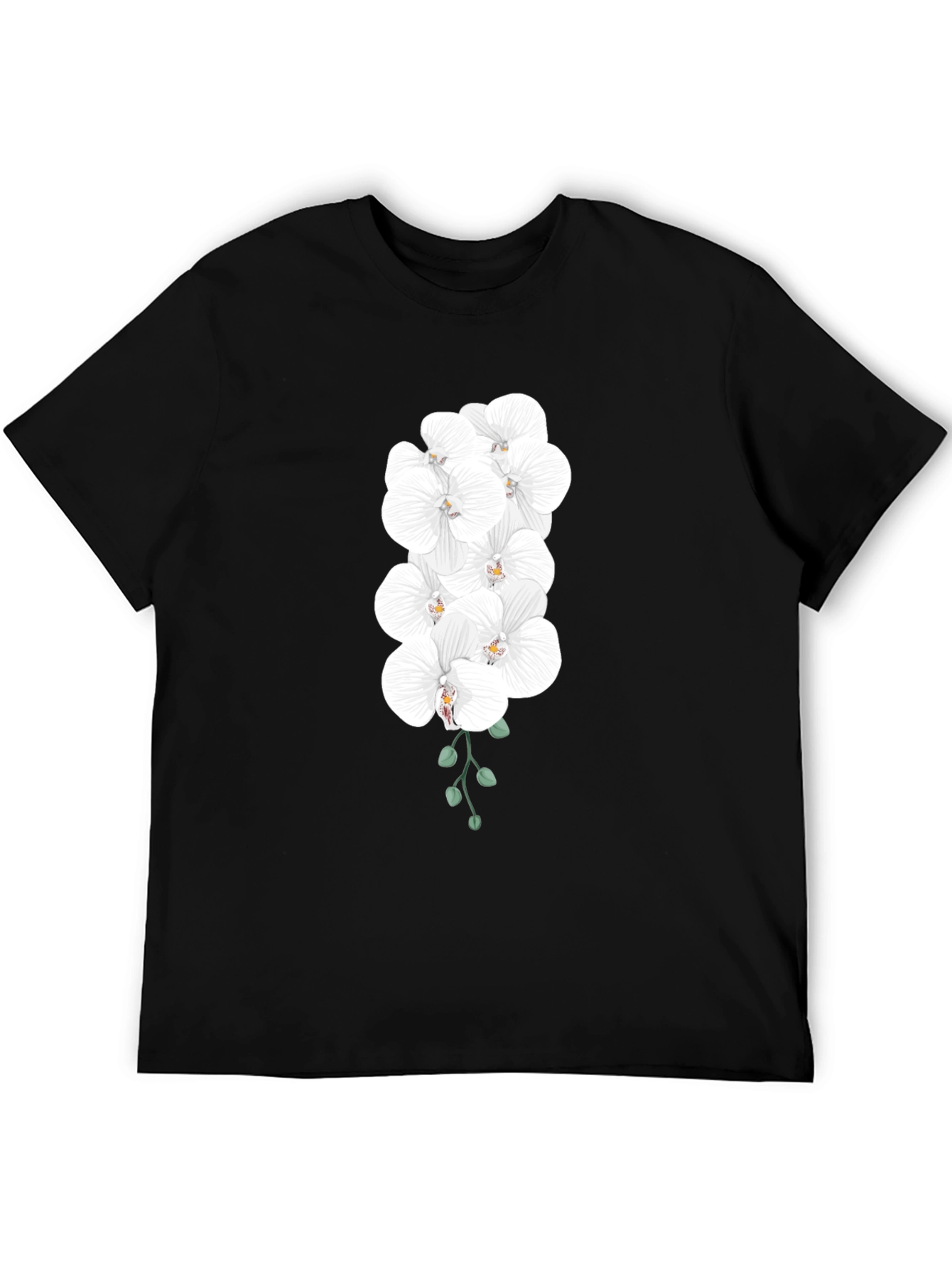 Black Elegant Orchid T-Shirt - Black Cotton Blend view 5