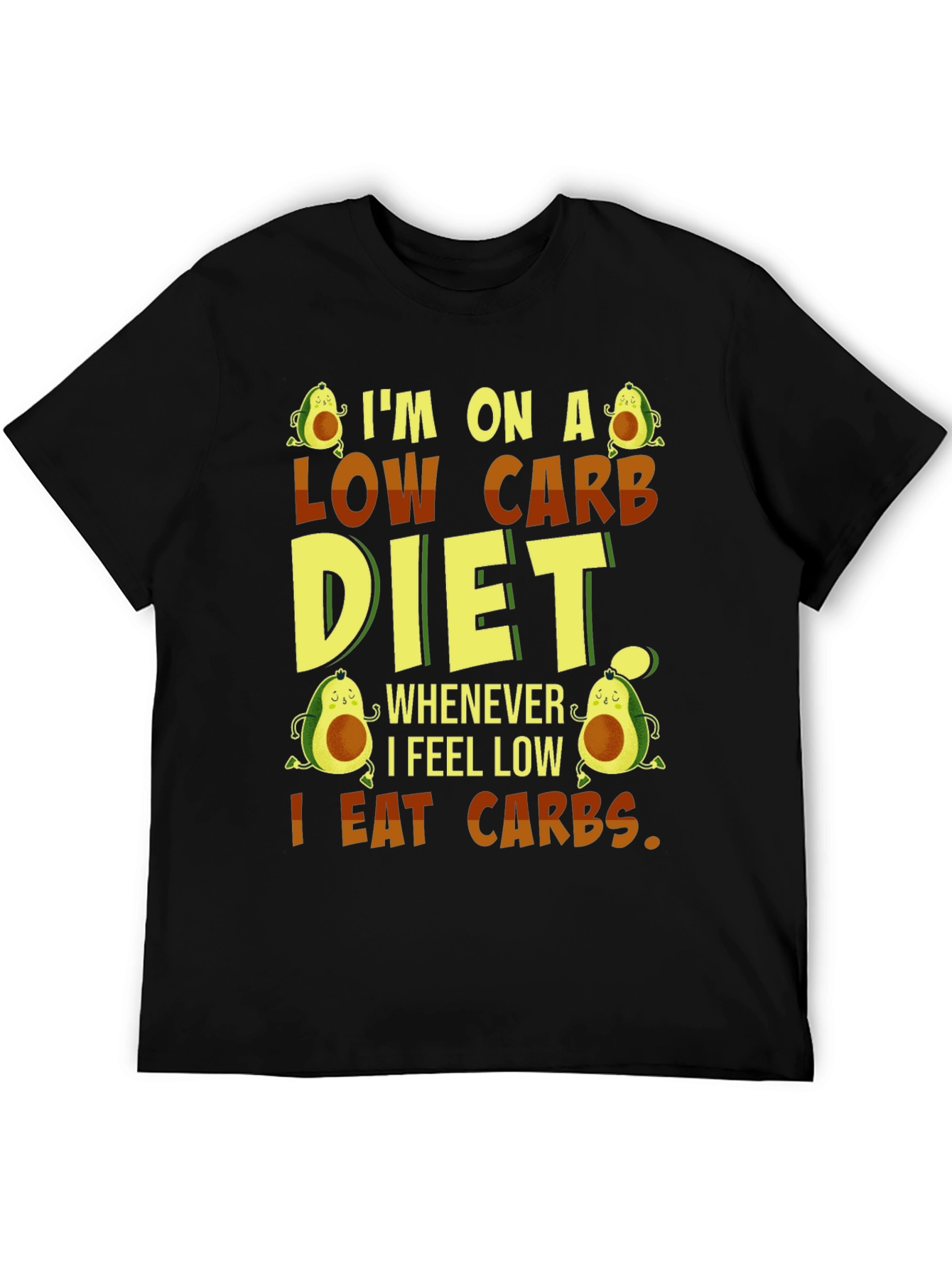 Black Low Carb Diet Funny T-Shirt view 5