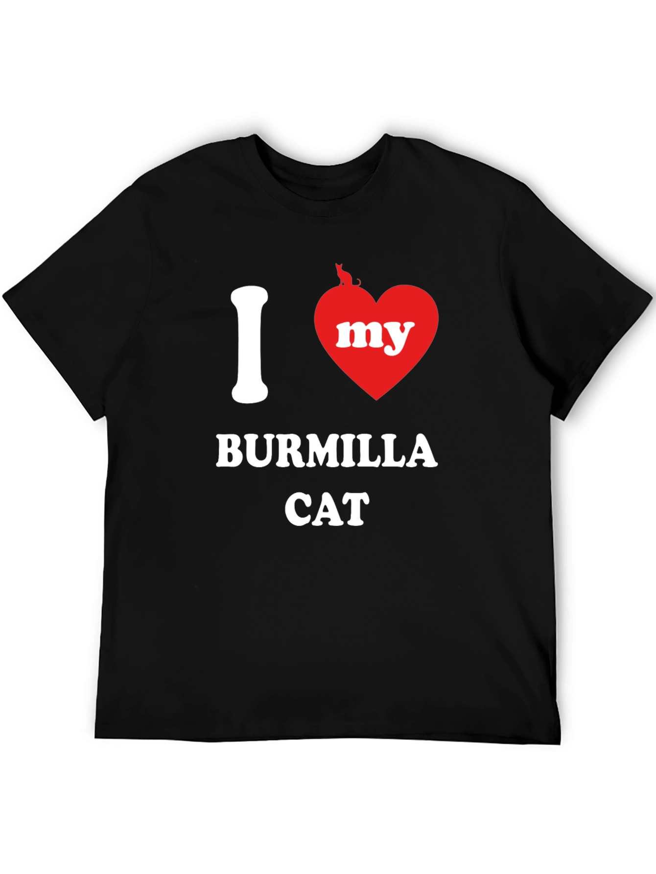 Black I Heart My Burmilla Cat Graphic T-Shirt view 5