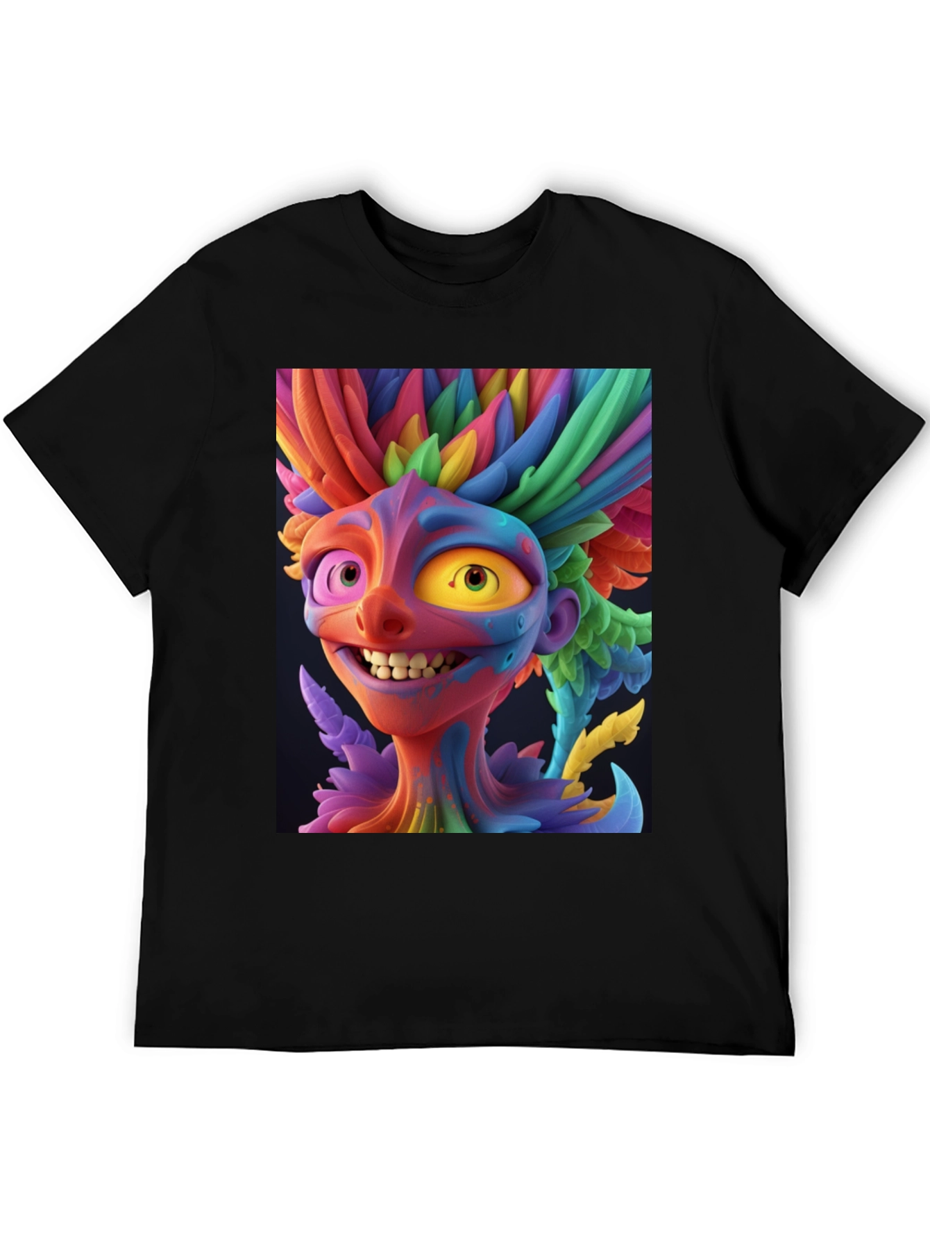 Black Colorful Character Graphic Tee - Bold Style view 5