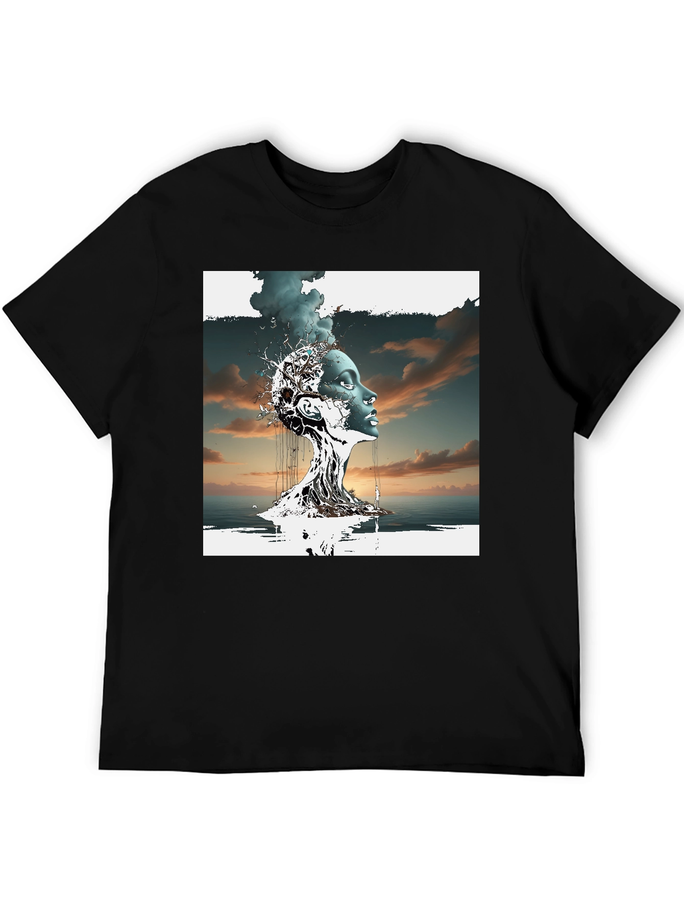 Black Abstract Woman Graphic T-Shirt view 5