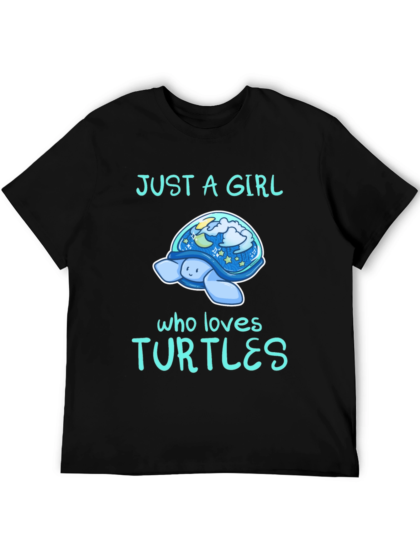 Black Just A Girl Who Loves Turtles T-Shirt view 5