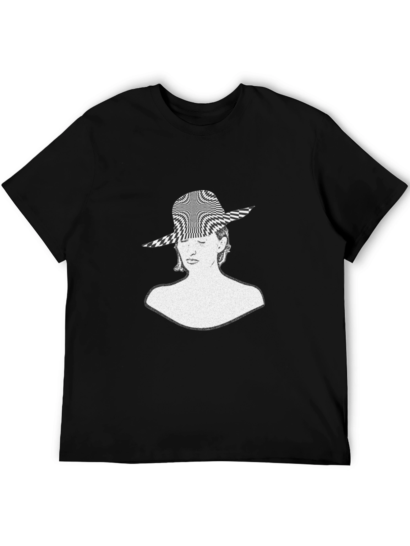 Black Optical Illusion Woman's Face Graphic Tee view 5