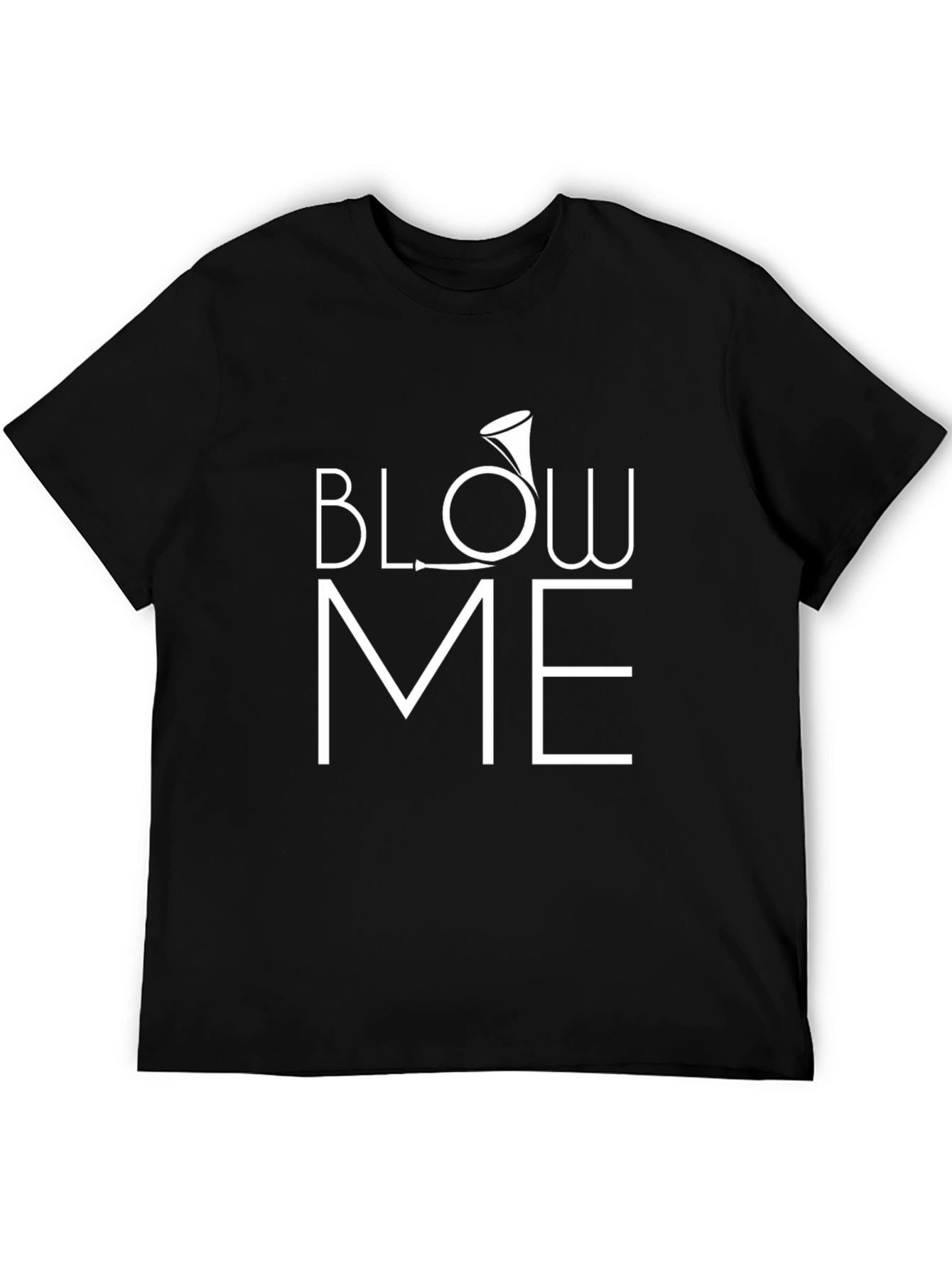 Black Humorous "Blow Me" T-Shirt: Black Cotton Blend view 5