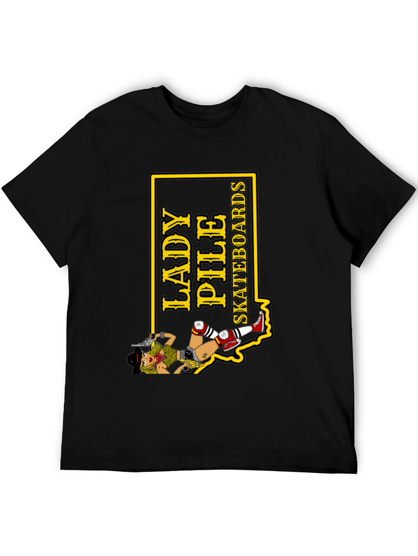 Black Lady Pile Skateboards Graphic Tee - Black view 5