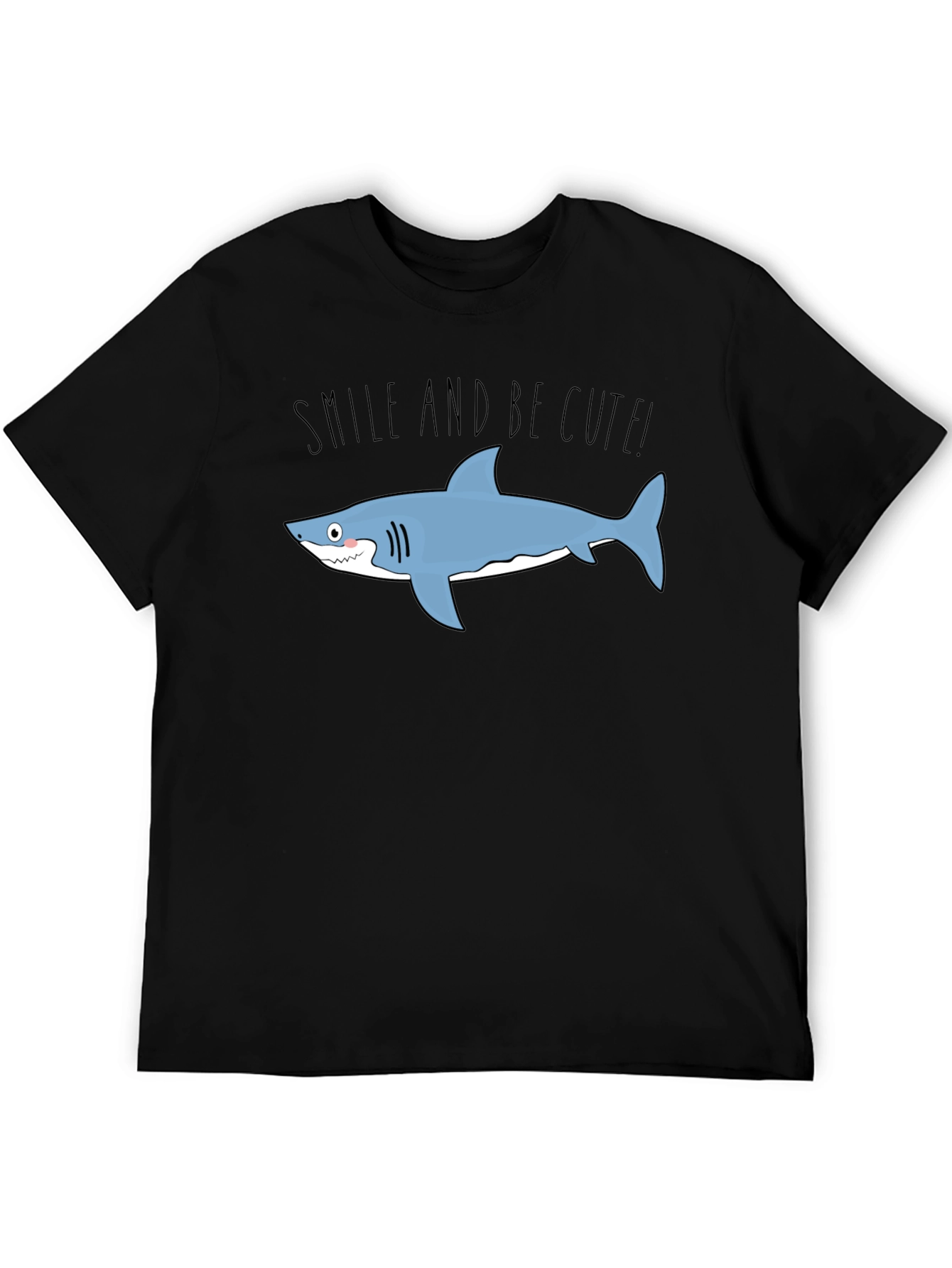 Black Smile and Be Cute Shark Graphic T-Shirt view 5