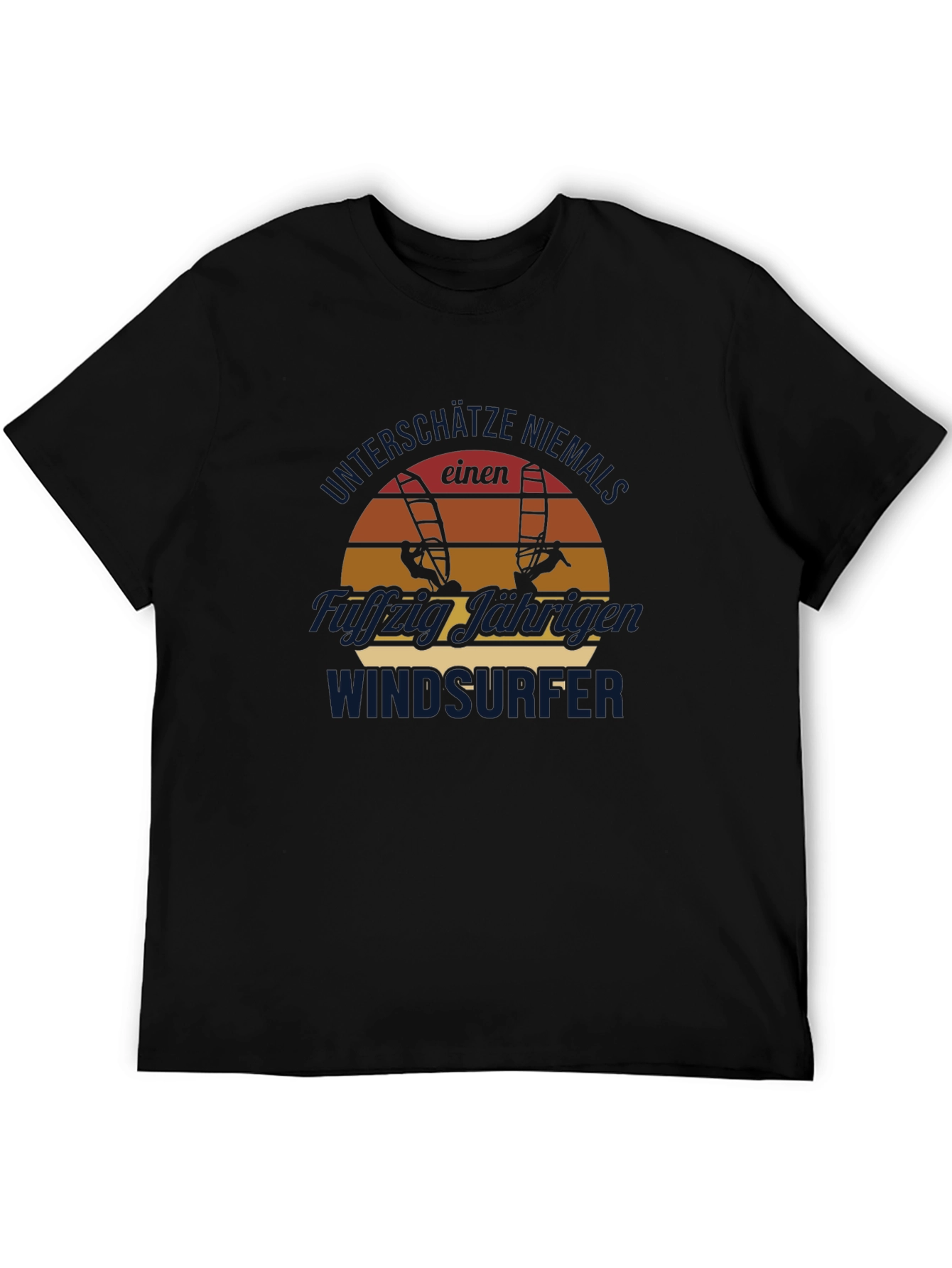Black Retro Windsurfer T-Shirt - Unisex view 5