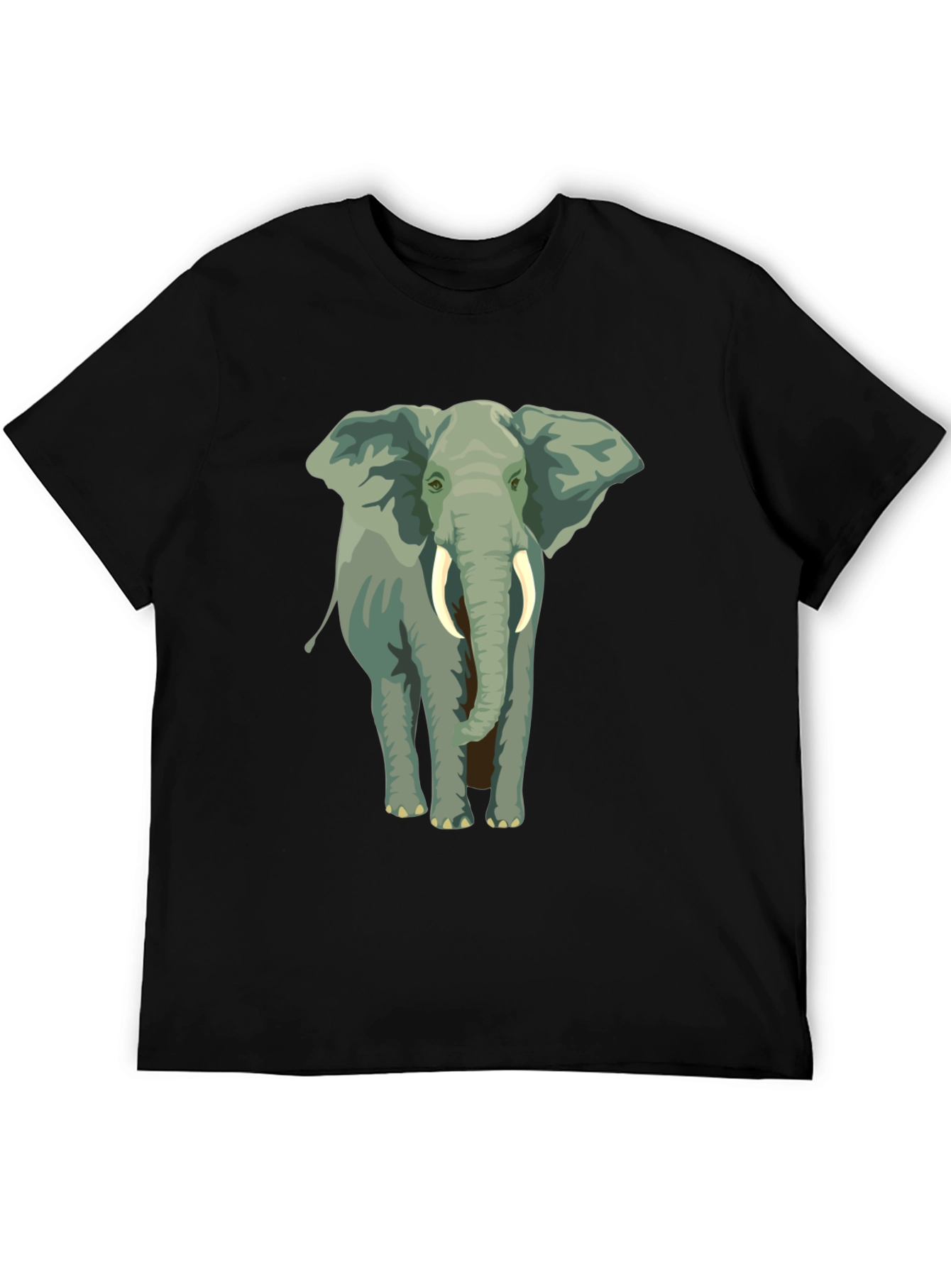 Black Elephant Graphic Tee - Black Cotton Casual Wear view 5