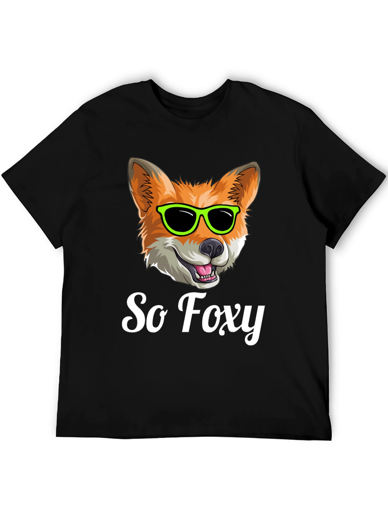 Black So Foxy T-Shirt - Cool Fox with Sunglasses view 5