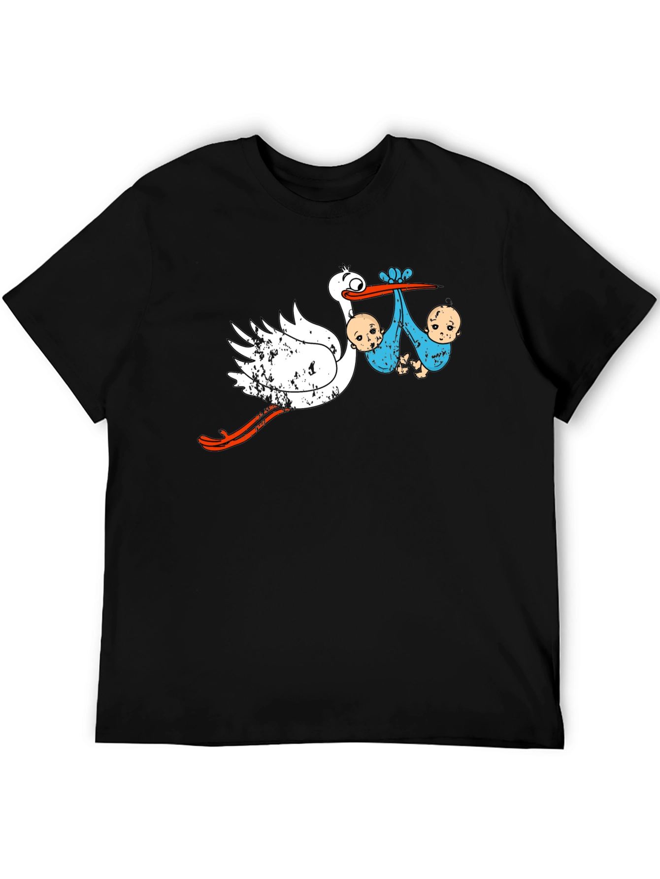 Black Stork Delivers Twins Graphic Tee - Unique Design view 5
