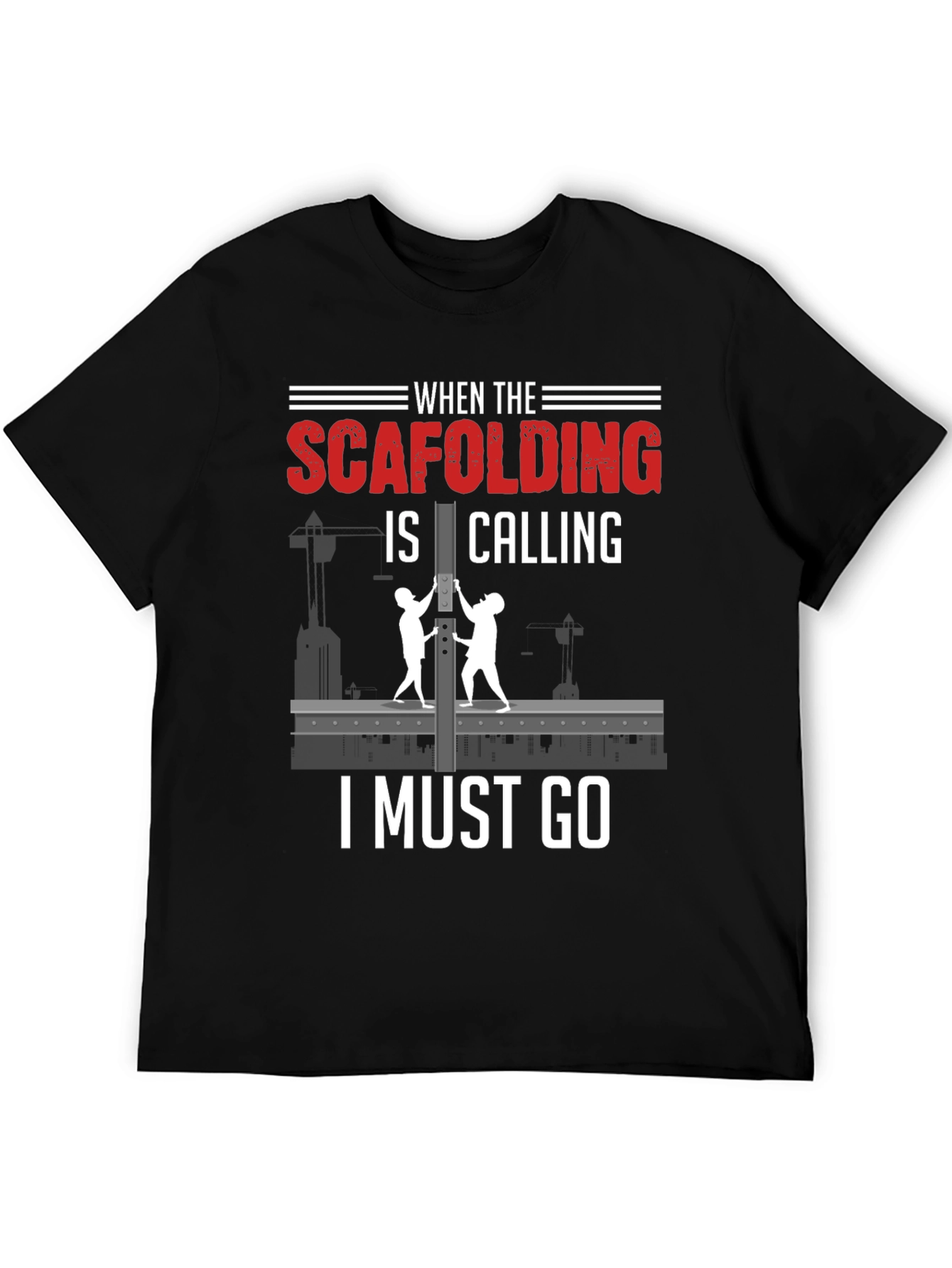 Black Scaffolding Calling T-Shirt - Construction Worker Gift view 5