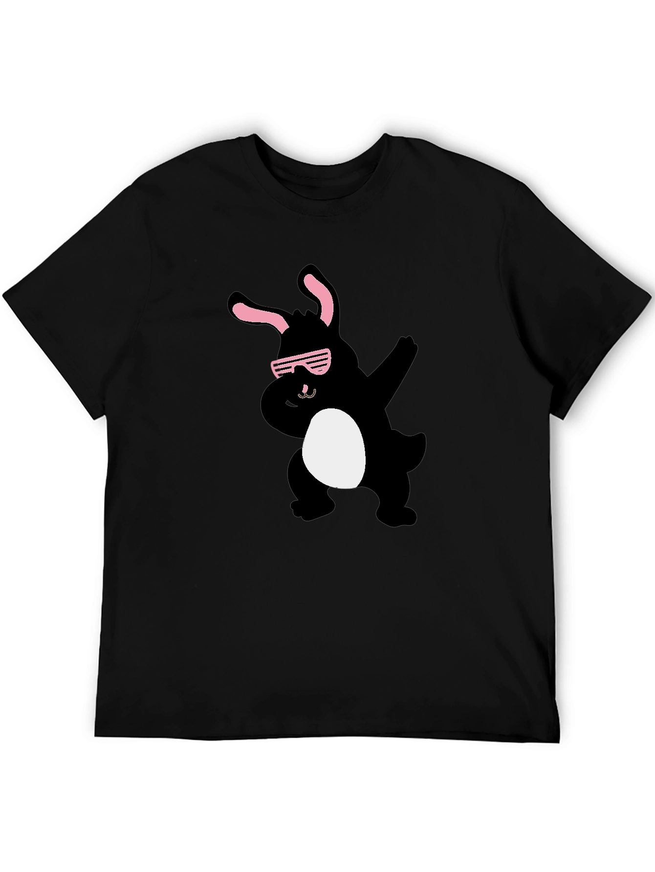 Black Cool Bunny Dab T-Shirt - Black Cotton Tee view 5