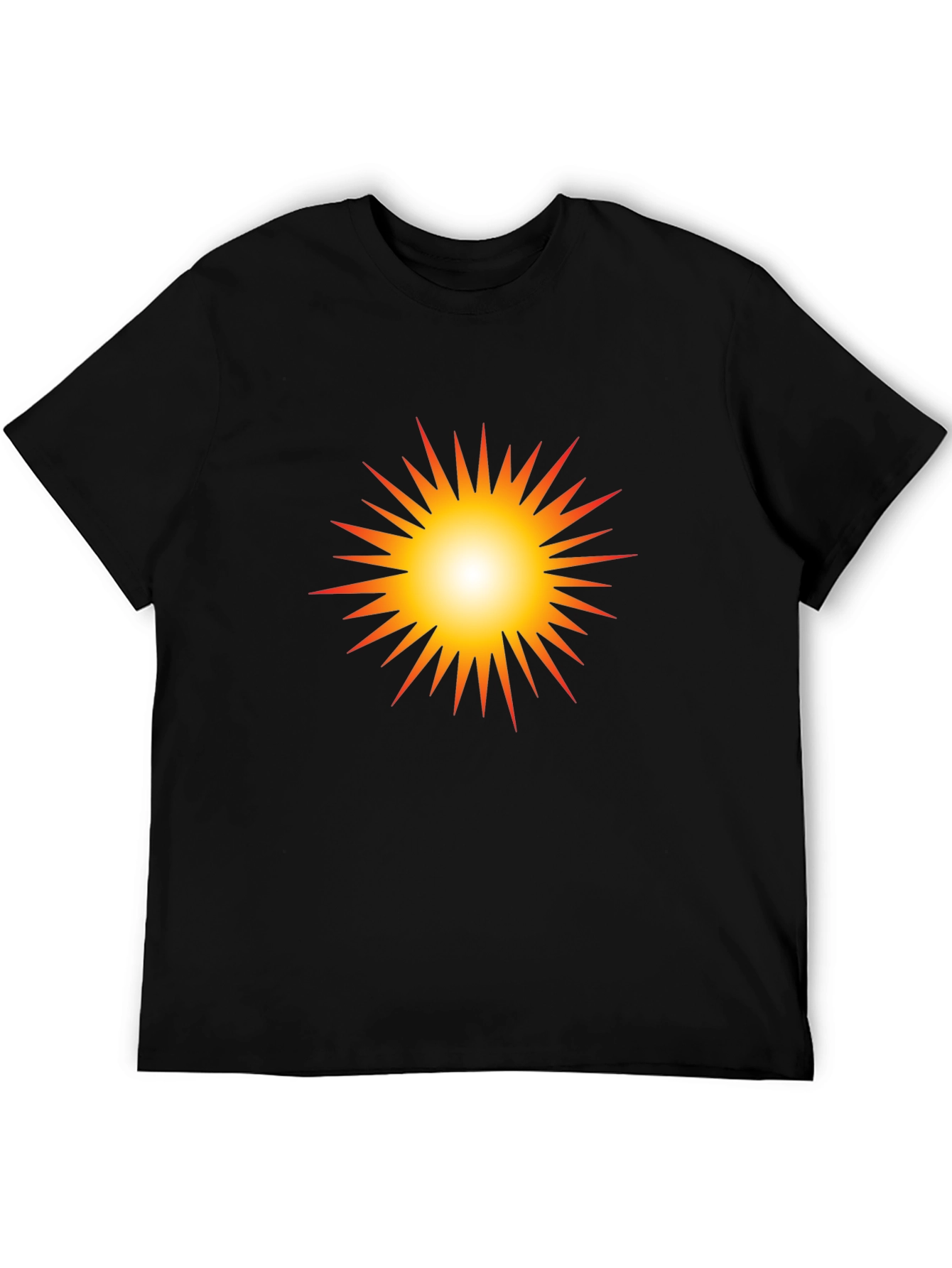 Black Radiant Sunburst Graphic Black T-Shirt view 5