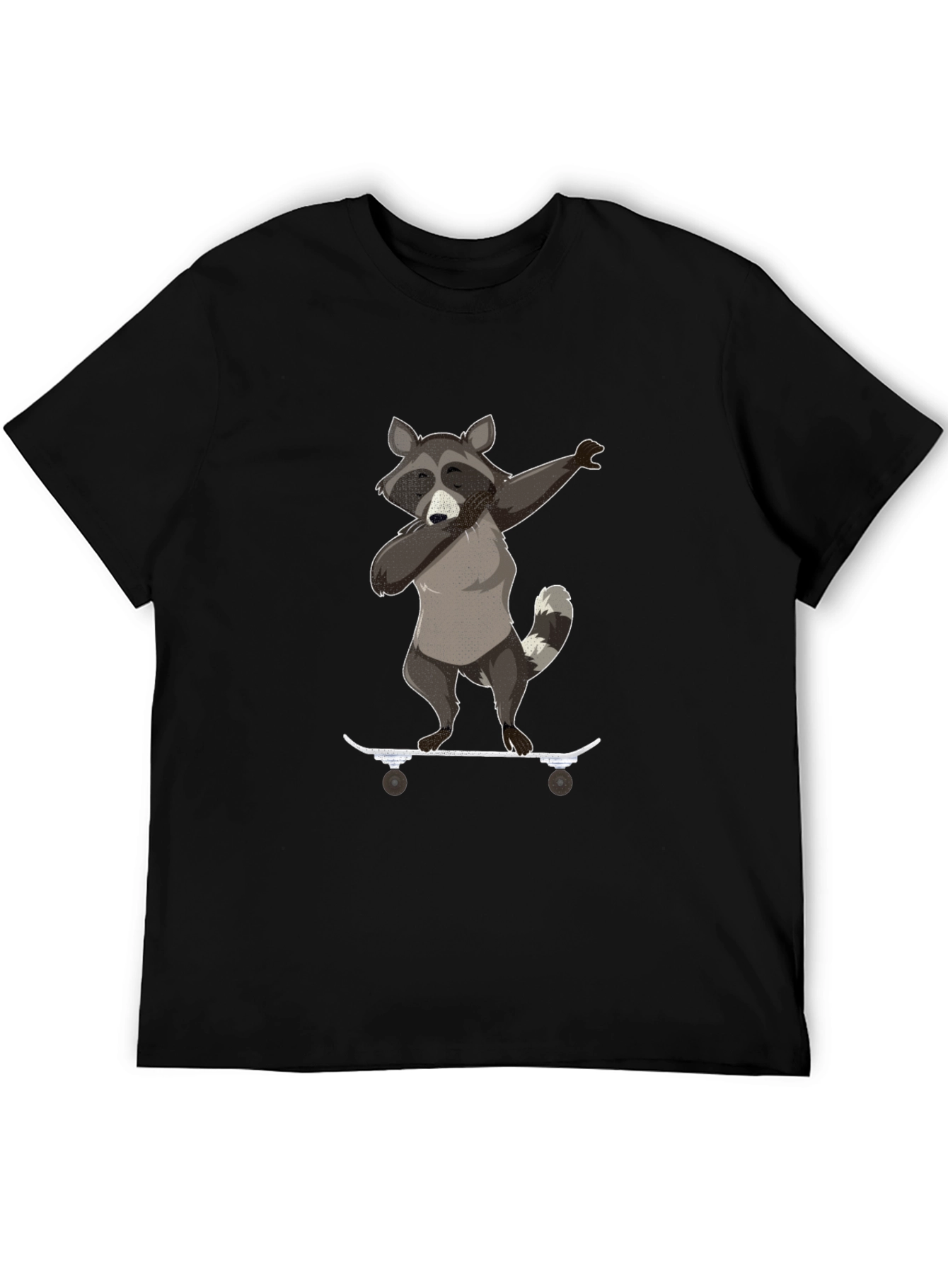 Black Raccoon Skateboard Dabbing Graphic Tee view 5
