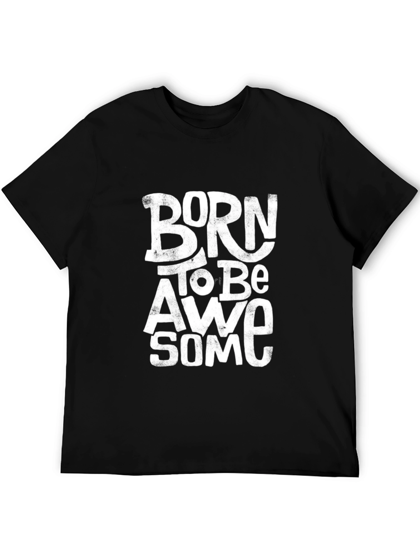 Black Born to Be Awesome Graphic Tee - Black Cotton T-Shirt view 5