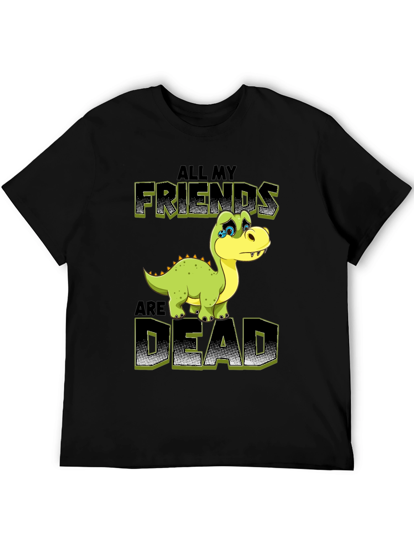 Black Sad Dinosaur Graphic Tee - All My Friends Are Dead T-Shirt view 5