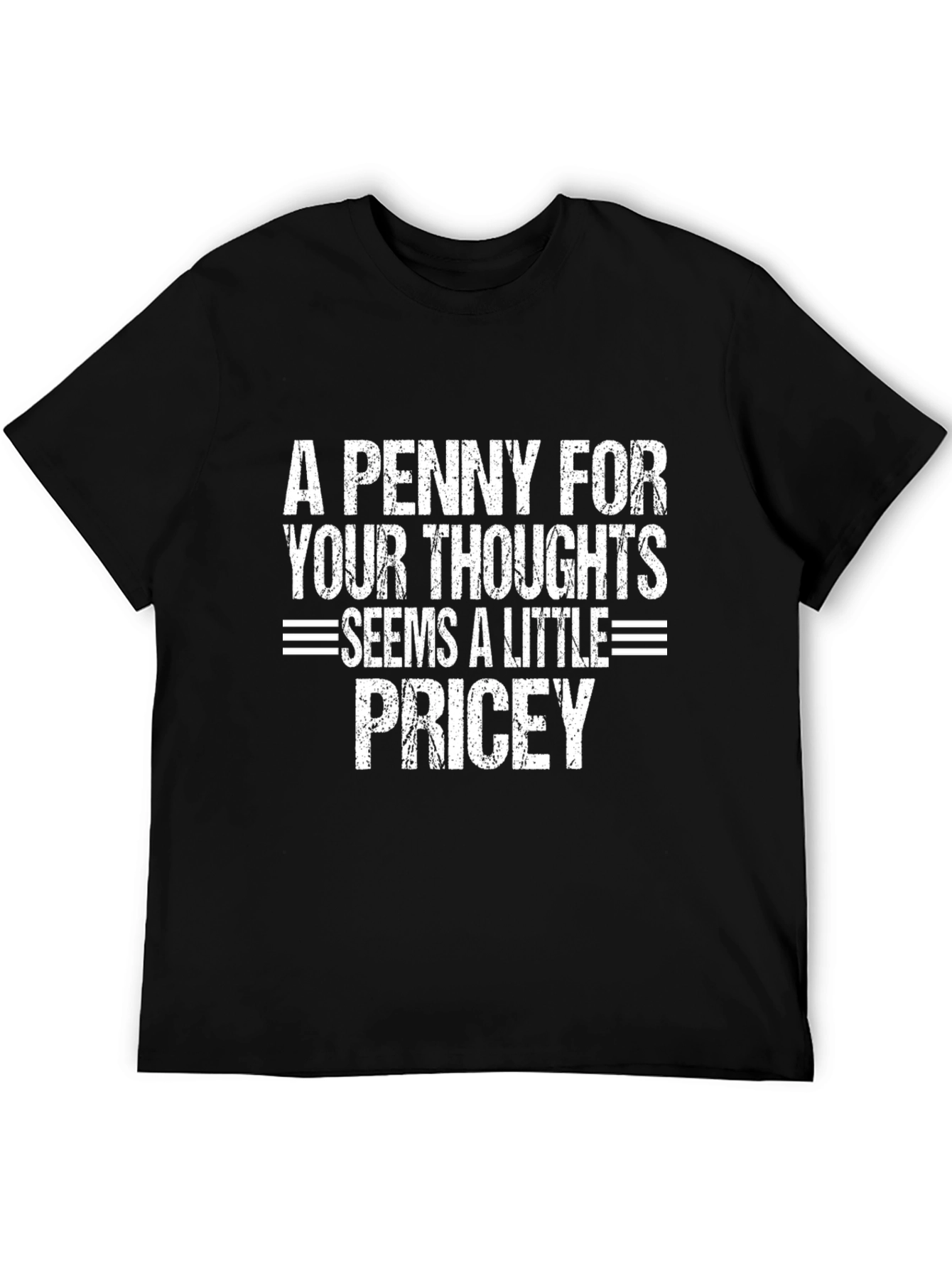 Black Funny "A Penny For Your Thoughts" Graphic T-Shirt view 5