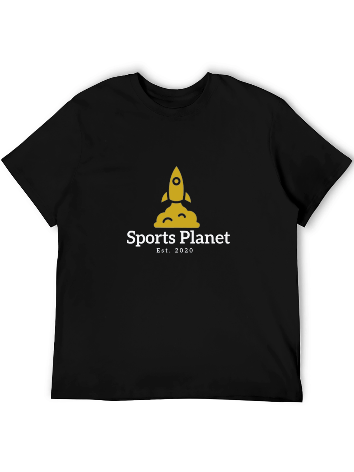 Black Sports Planet Black T-Shirt - Rocket Design view 5
