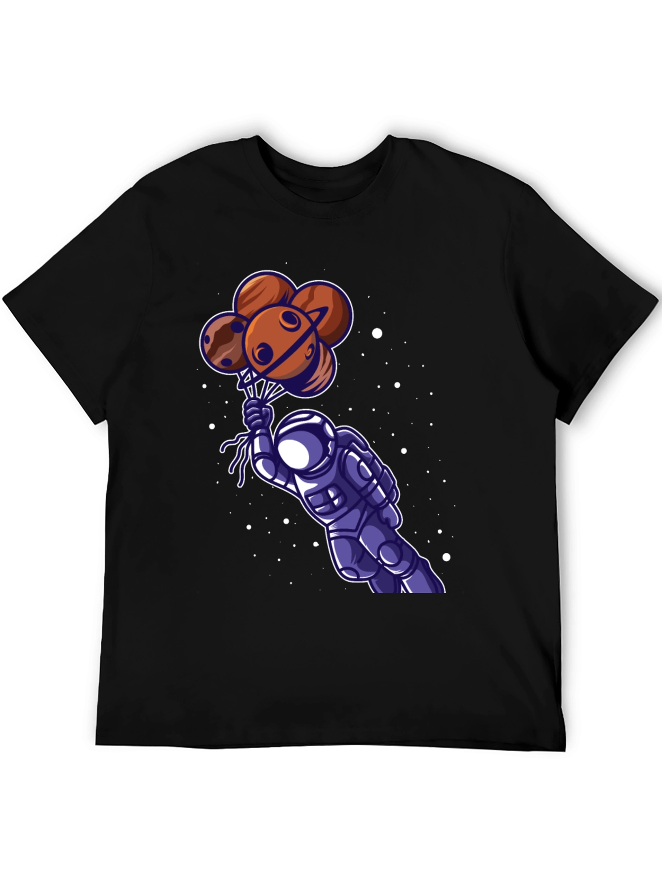 Black Astronaut Planet Balloon Graphic Tee view 5
