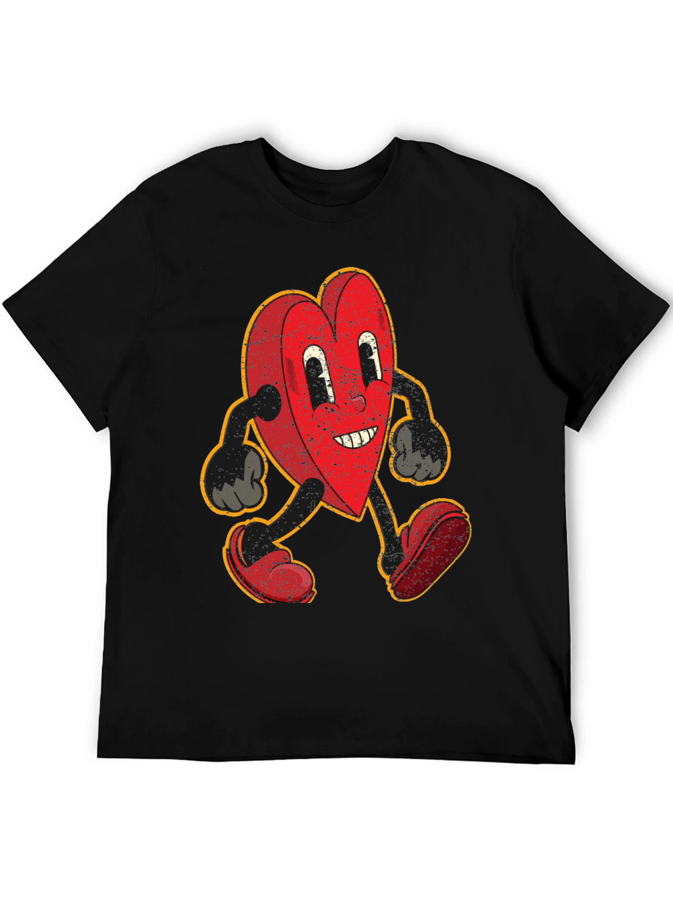Black Retro Heart Cartoon Graphic T-Shirt view 5