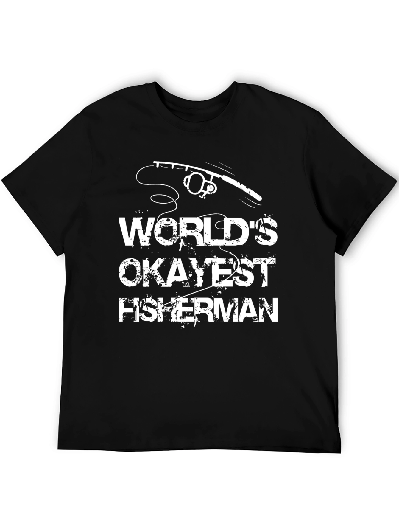 Black World's Okayest Fisherman Graphic T-Shirt view 5