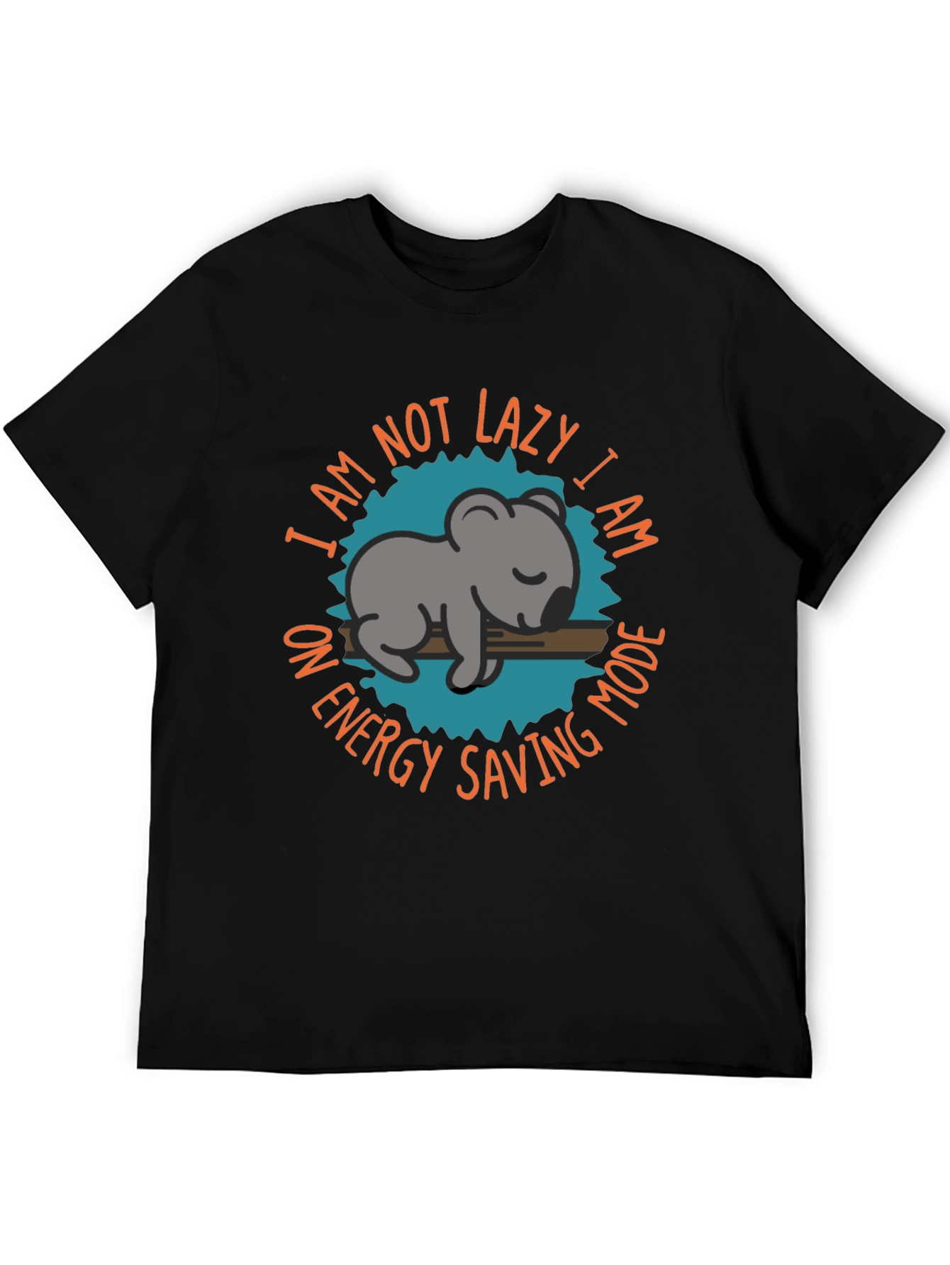 Black Energy Saving Mode Koala T-Shirt, Relaxed Fit view 5