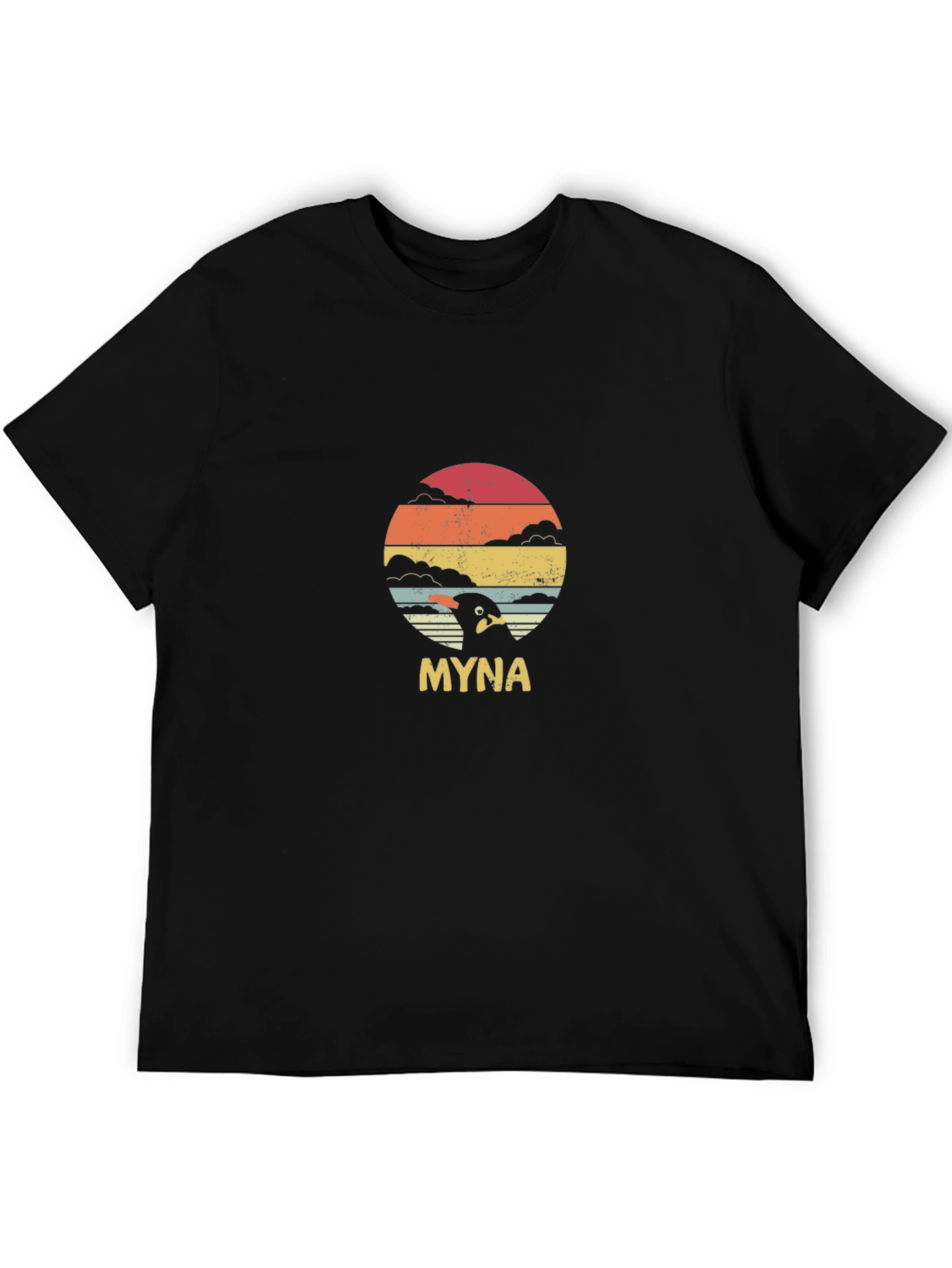 Black Myna Bird Sunset Graphic Tee - Retro Style view 5