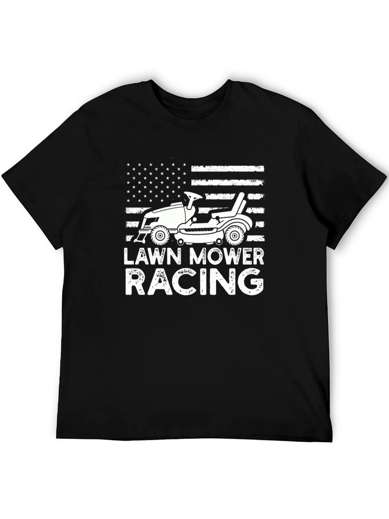 Black Lawn Mower Racing T-Shirt view 5
